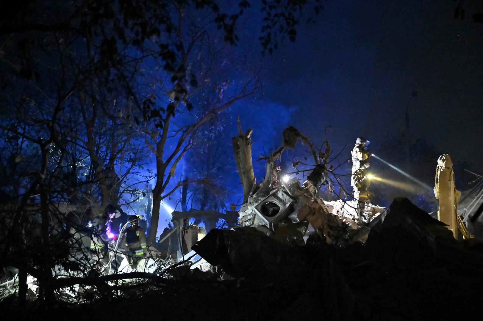 Ukrainian emergency services conduct a search and rescue operation among the rubble of a destroyed hotel following a Russian strike in the town of Kramatorsk on August 24, 2024, amid the Russian invasion of Ukraine. A nighttime Russian strike on a hotel in the eastern Ukrainian city of Kramatorsk wounded two journalists, while a third was missing in the rubble, authorities said Sunday. Vadym Filashkin, head of the Donetsk regional government, said the journalists were British, US and Ukrainian nationals and that a search operation was underway for the missing journalist.   GENYA SAVILOV/Pool via REUTERS Photo: GENYA SAVILOV/REUTERS