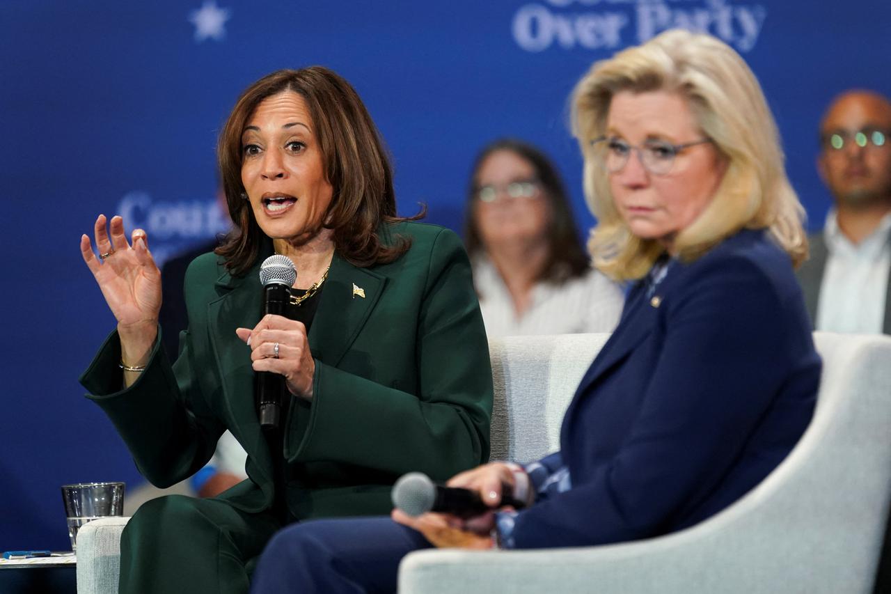 Democratic presidential nominee and  U.S. Vice President Kamala Harris attends a moderated conversation, in Wisconsin