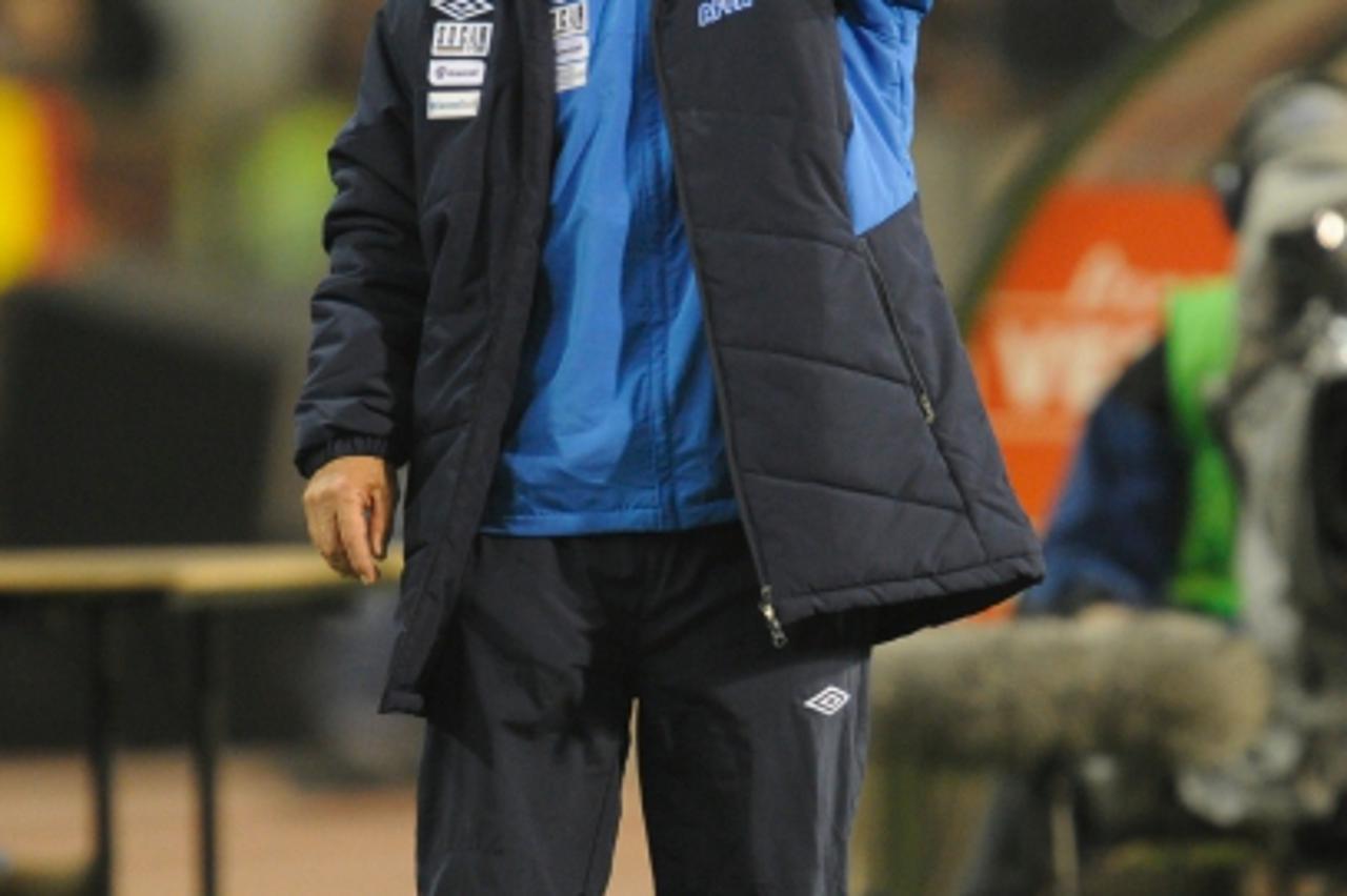 'Azerbaijan\'s head coach Berti Vogts reacts during their Euro 2012 group A qualifying football match of Belgium vs Azerbaijan at King Baudouin stadiumin Brussels on March 29, 2011. Belgium won 4-1. A