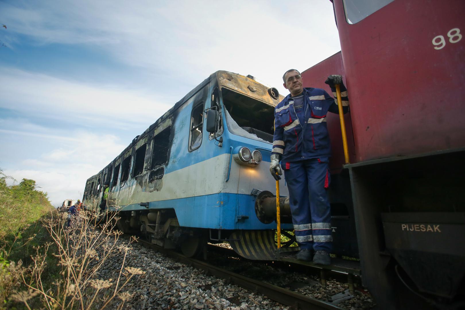 17.10.2020., Nasice - Sinoc oko 21 sat zapalio se putnicki vlak na relaciji Osijek - Virovitica. Nastradalih nema a ocevid je u tjeku. 
Photo: Dubravka Petric/PIXSELL