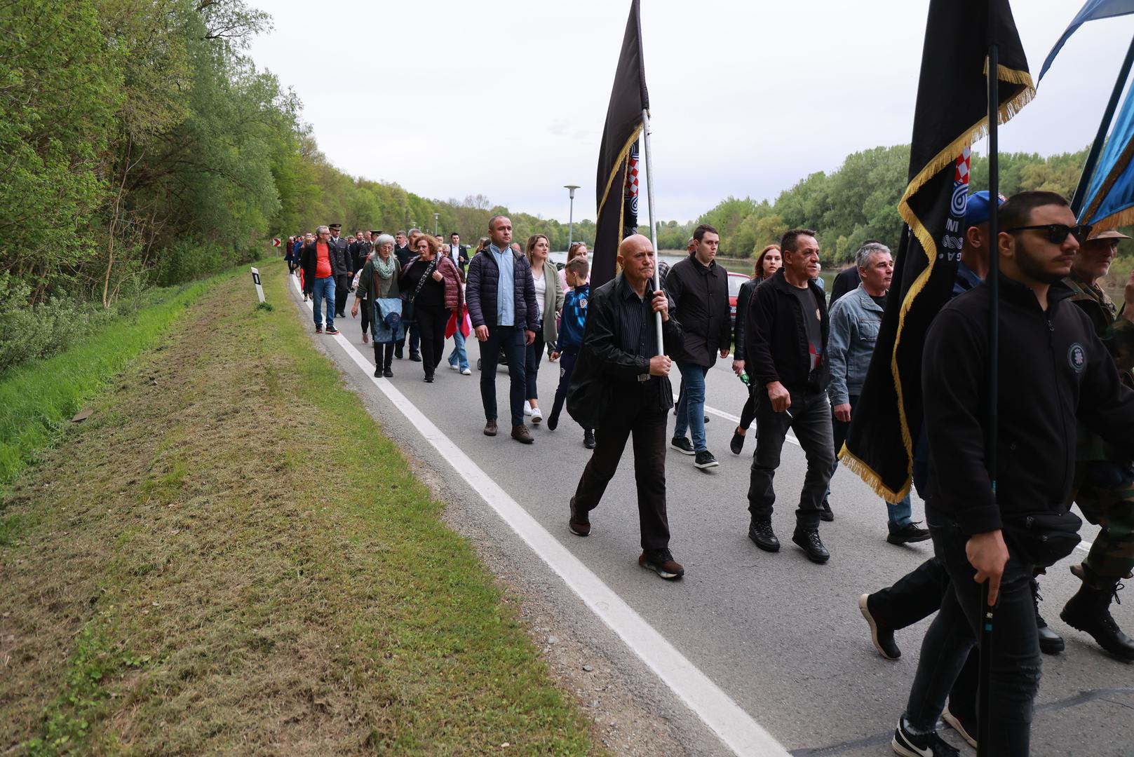 03.04.2024., Belisce - Od Mosta 107. brigade Hrvatske vojske do spomenika poginulim pripadnicima 107. brigade Hrvatske vojske, predsjednik Republike i vrhovni zapovjednik Oruzanih snaga Republike Hrvatske Zoran Milanovic sudjelovao je u svecanom mimohodu povodom 32. obljetnice najvece vojno redarstvene akcije 107. brigade HV-a – Operacije Baranja. Photo: Davor Javorovic/PIXSELL