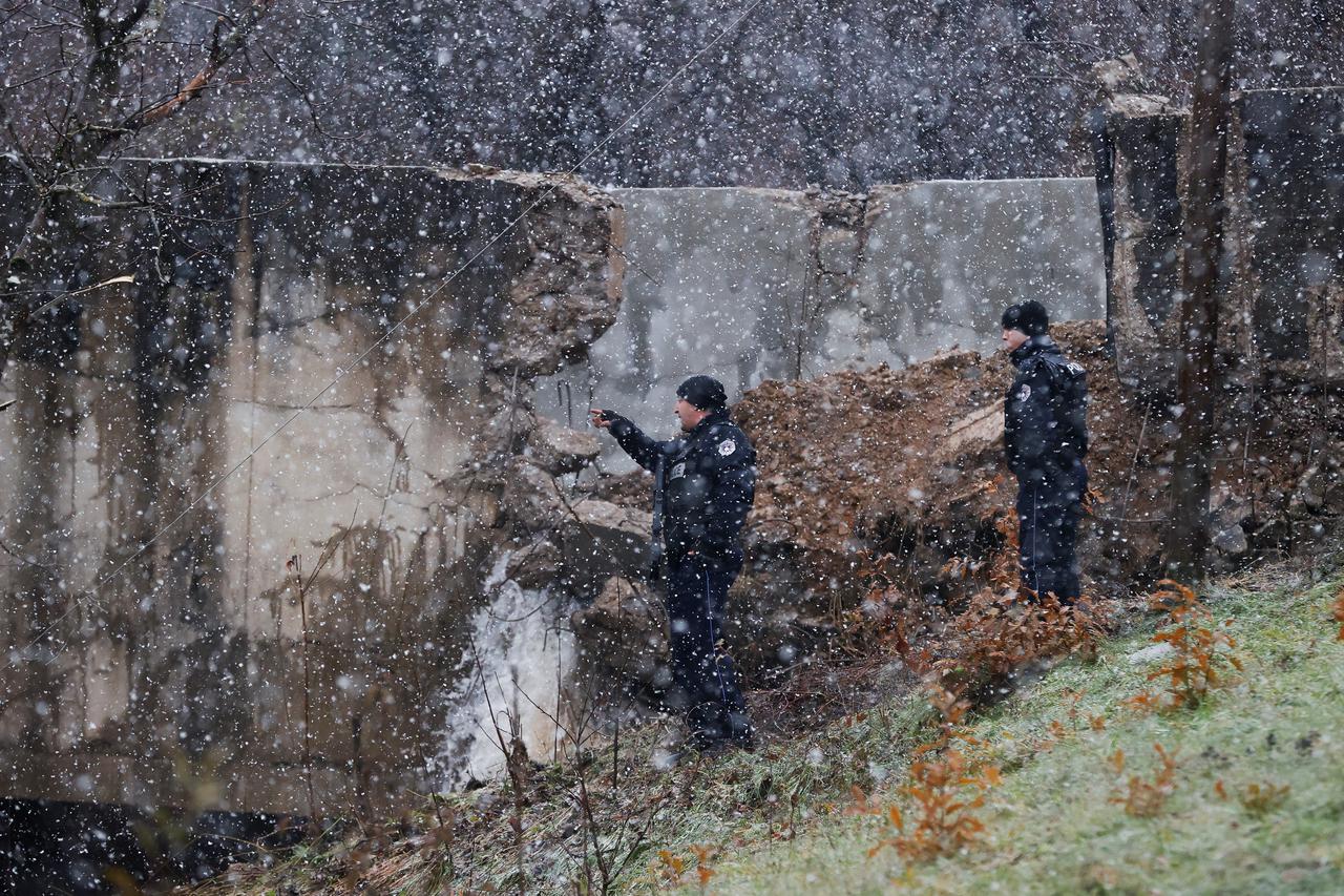 Damaged canal in northern Kosovo supplying water to two coal-fired power plants, in Varage