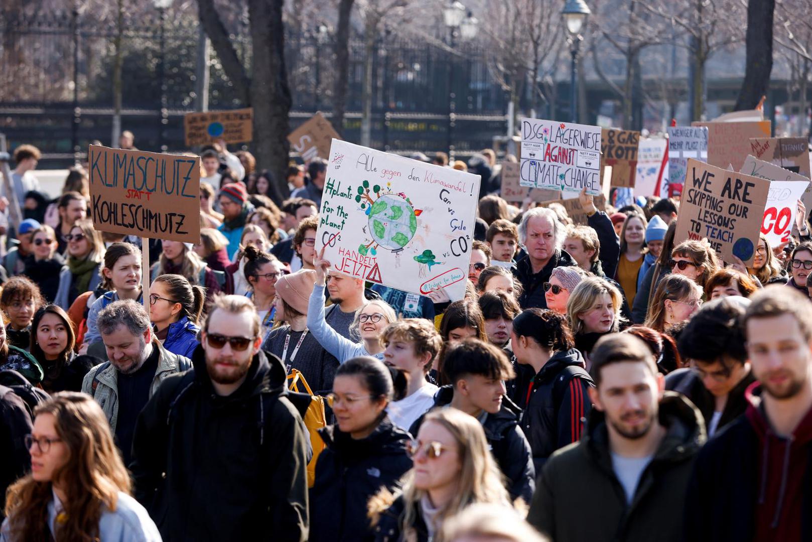 People attend a protest as part of the Global Climate Strike of the movement 'Fridays for Future', in Vienna, Austria March 3, 2023. REUTERS/Leonhard Foeger Photo: LEONHARD FOEGER/REUTERS