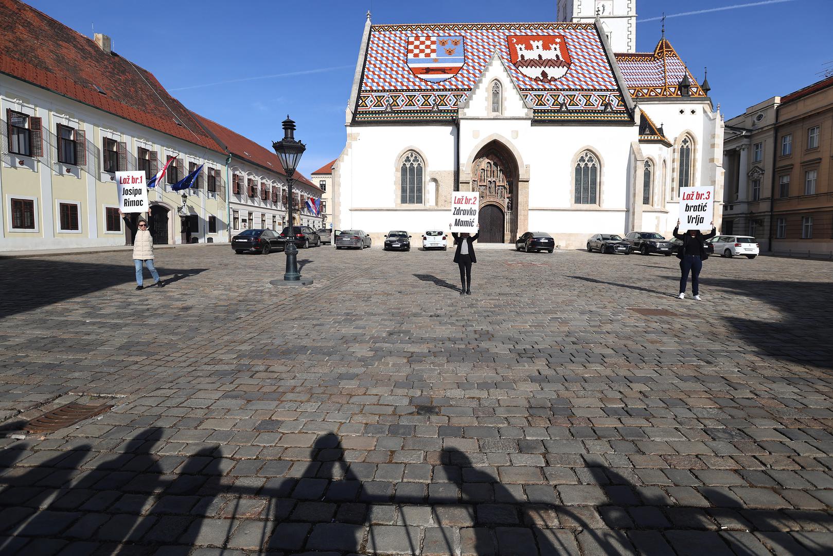 06.02.2024., Zagreb - Na konferenciji za medije stranke Mozemo odrzanoj na Trgu svetog Marka o temi "Turudiceve lazi su Plenkoviceve lazi" govorili su zastupnici stranke.
 Photo: Patrik Macek/PIXSELL