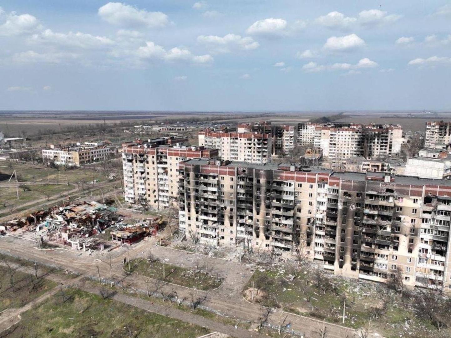 A view of destroyed buildings amid the ongoing Russian invasion of Ukraine, in Vuhledar, Ukraine in this still image released on March 26, 2023. Head of Donetsk Civil-Military Administration Pavlo Kyrylenko/Handout via REUTERS THIS IMAGE HAS BEEN SUPPLIED BY A THIRD PARTY. MANDATORY CREDIT. NO RESALES. NO ARCHIVES Photo: HEAD OF DONETSK CIVIL-MILITARY A/REUTERS