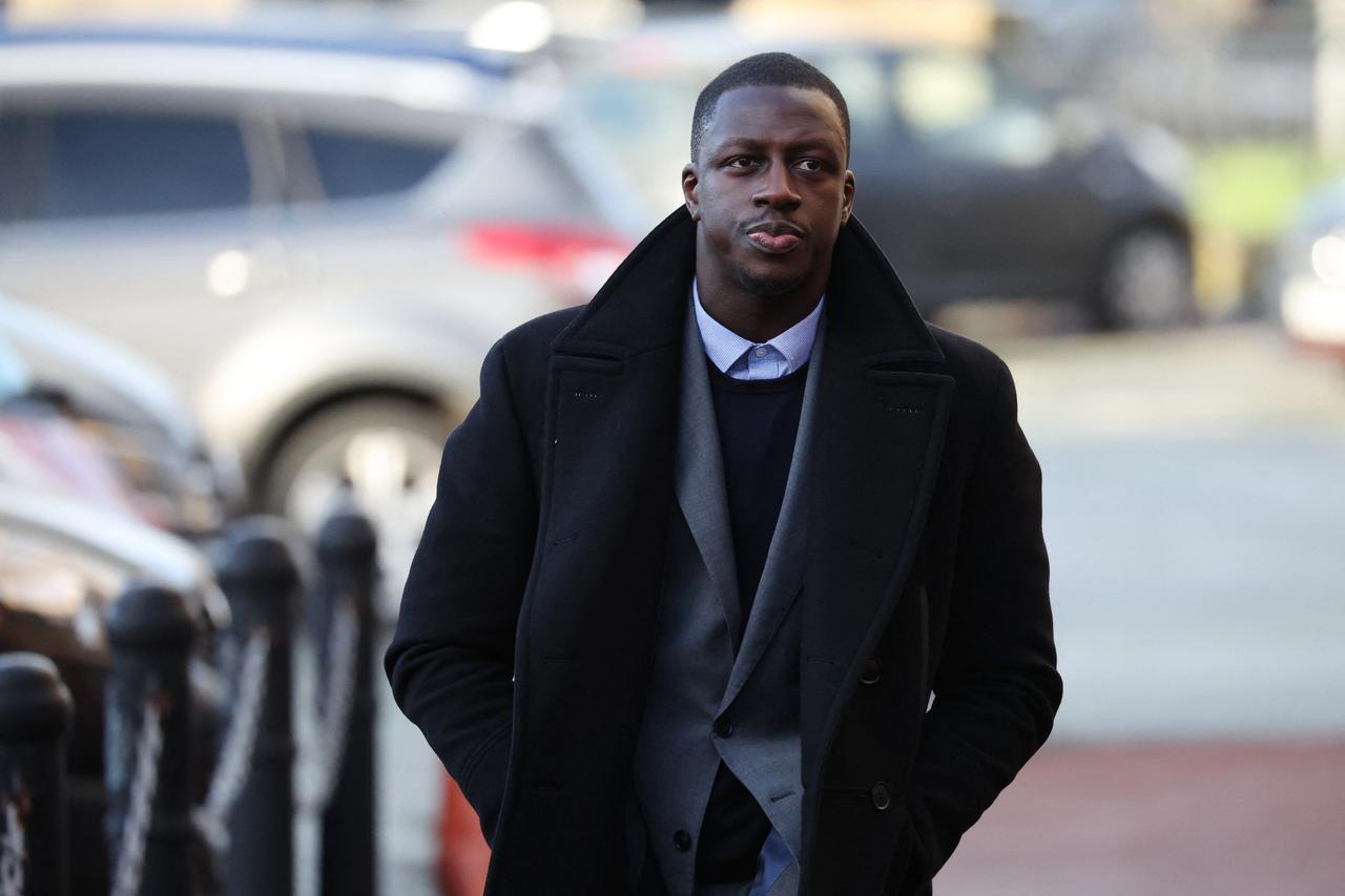 Manchester City's Benjamin Mendy arrives at Chester Crown Court for his trial following allegations of rape and sexual assault