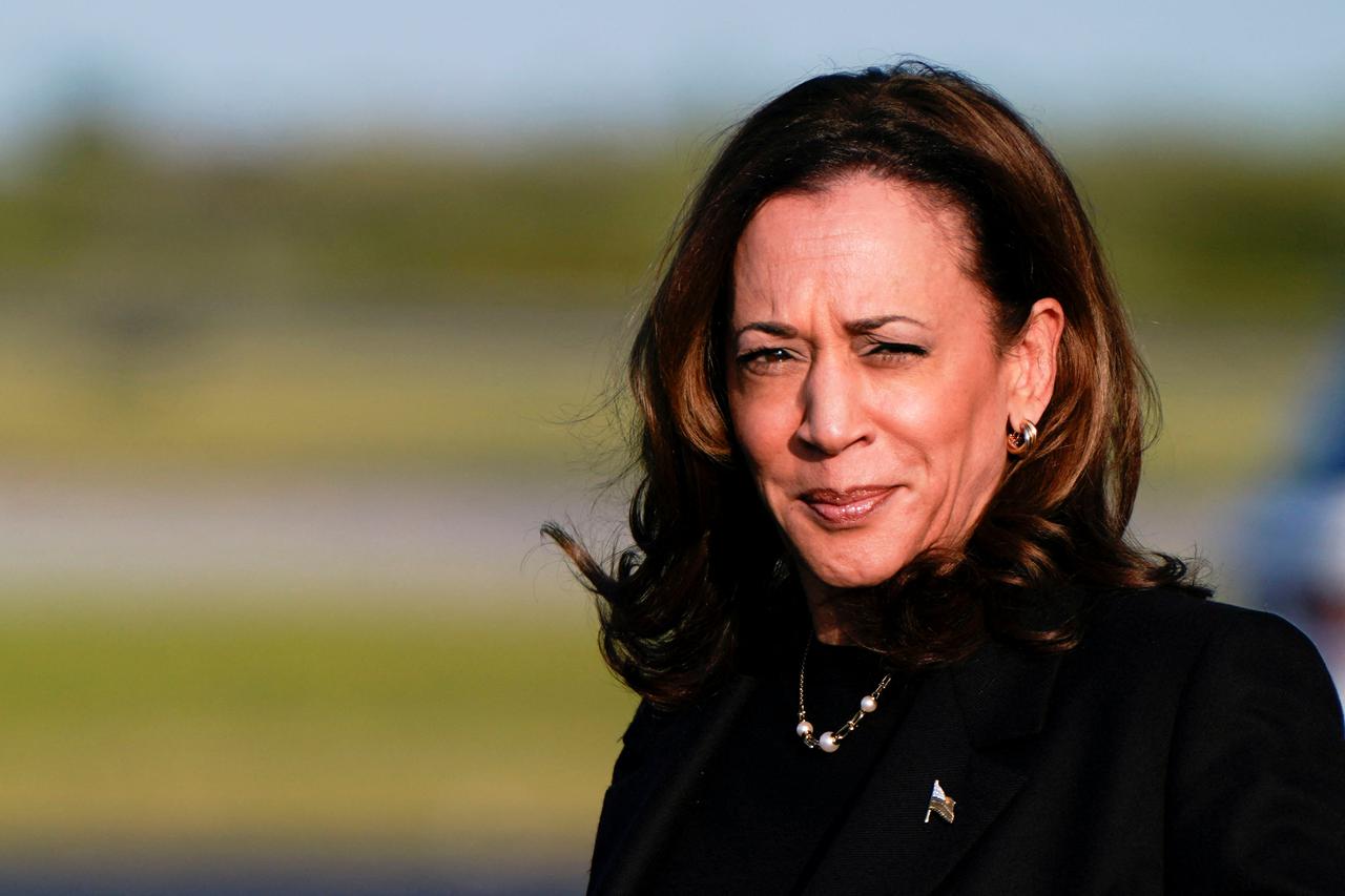 Democratic presidential nominee and U.S. Vice President Kamala Harris arrives at Philadelphia International Airport in Philadelphia