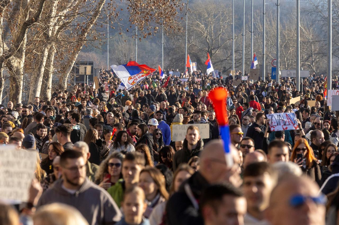 Anti government protest over the fatal railway station roof collapse in Novi Sad