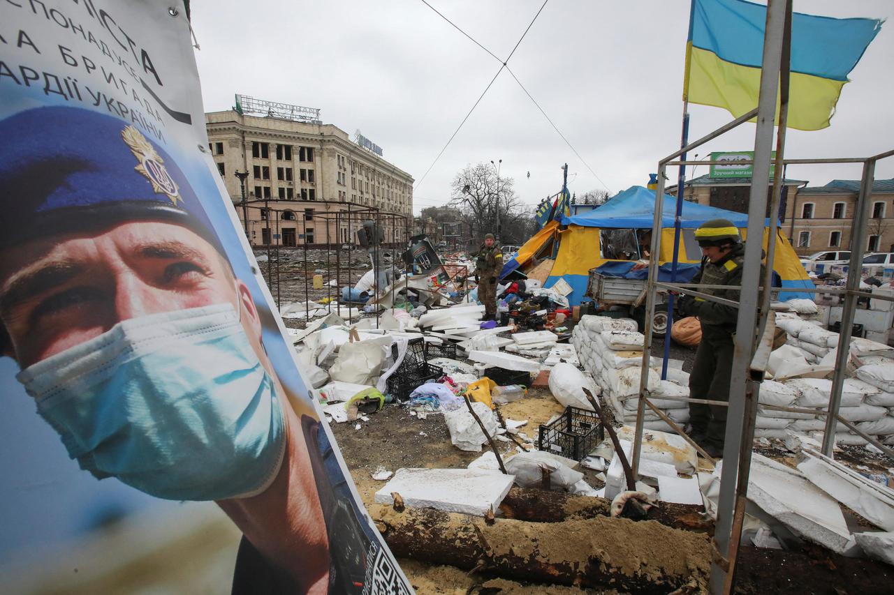 A view shows the damaged regional administration building in Kharkiv