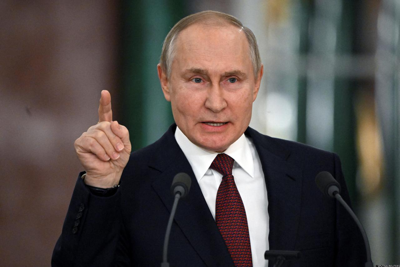 Russian President Putin attends a news conference in Moscow