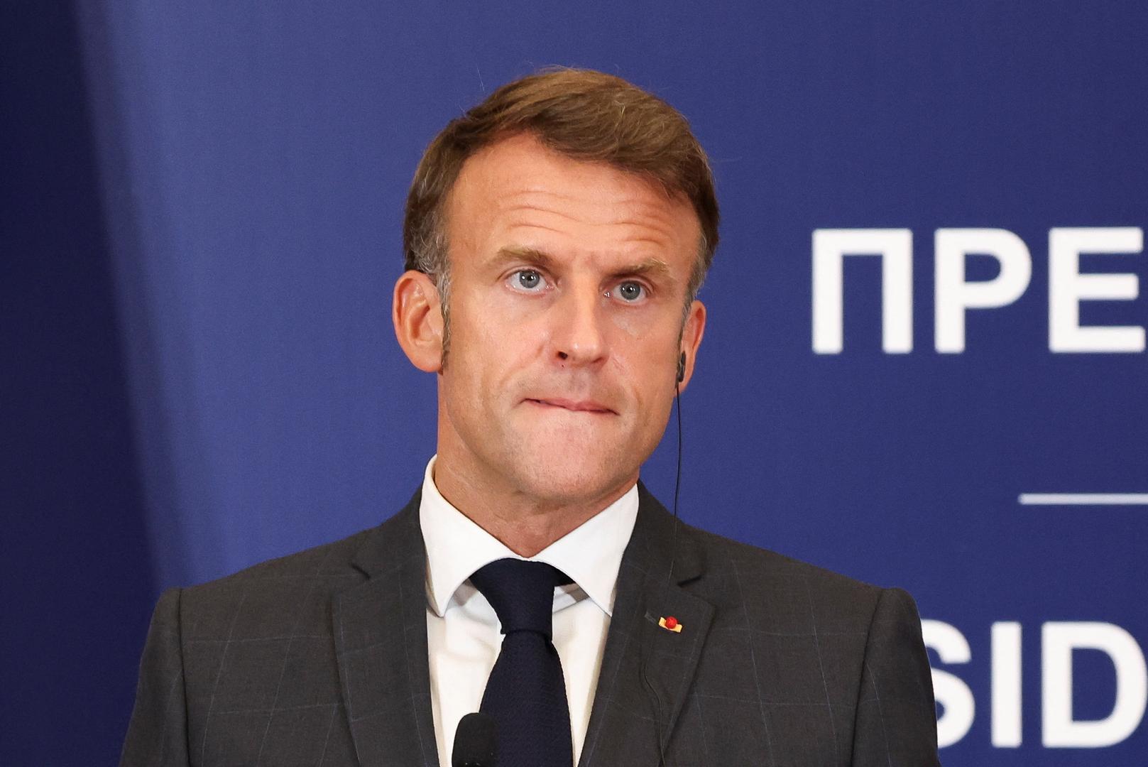 French President Emmanuel Macron looks on during a joint press conference with Serbian President Aleksandar Vucic (not pictured), at the Palace of Serbia building in Belgrade, Serbia, August 29, 2024. REUTERS/Djordje Kojadinovic Photo: DJORDJE KOJADINOVIC/REUTERS