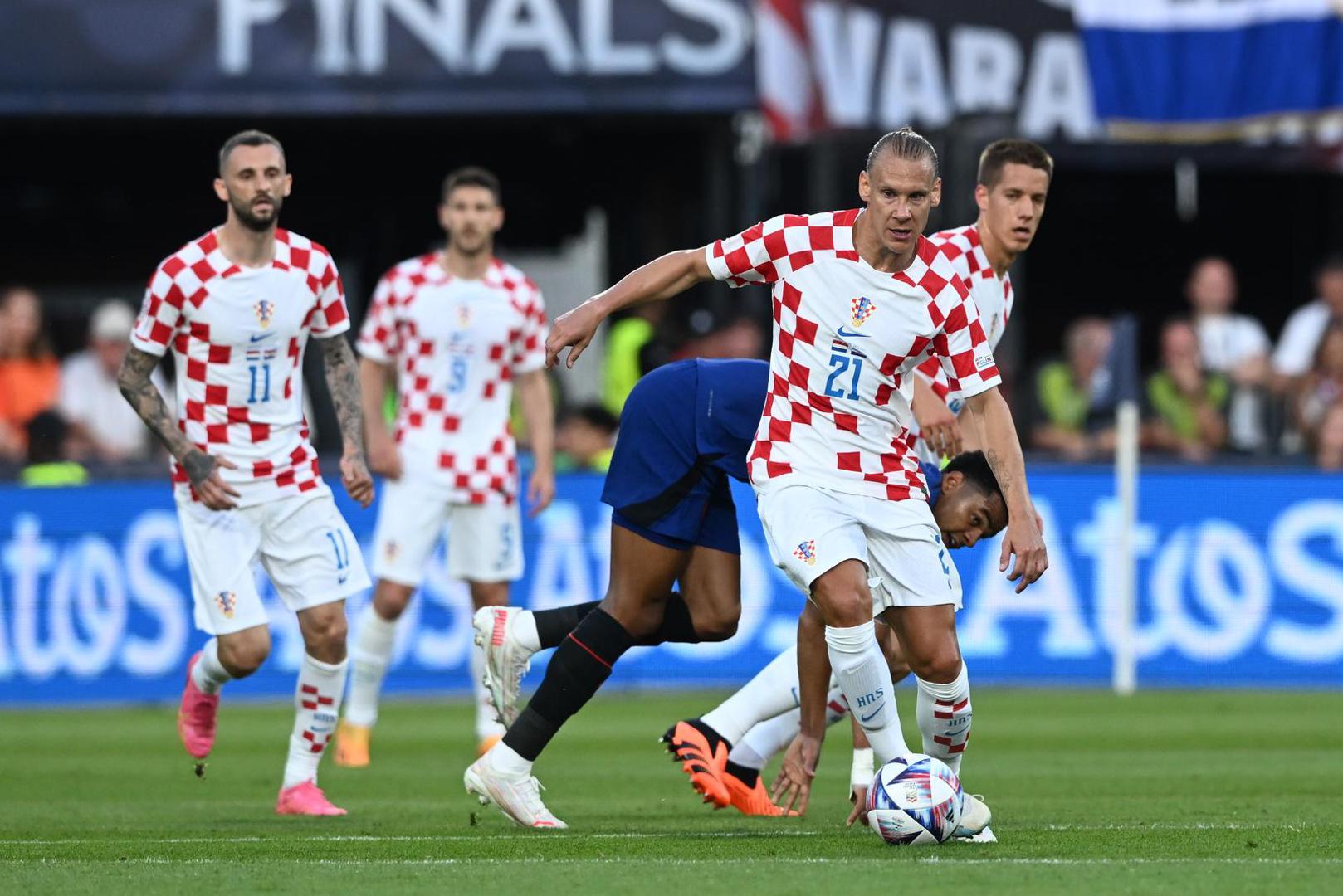 14.06.2023., stadion Feyenoord "De Kuip", Rotterdam, Nizozemska - UEFA Liga Nacija, polufinale, Nizozemska - Hrvatska. Domagoj Vida Photo: Marko Lukunic/PIXSELL