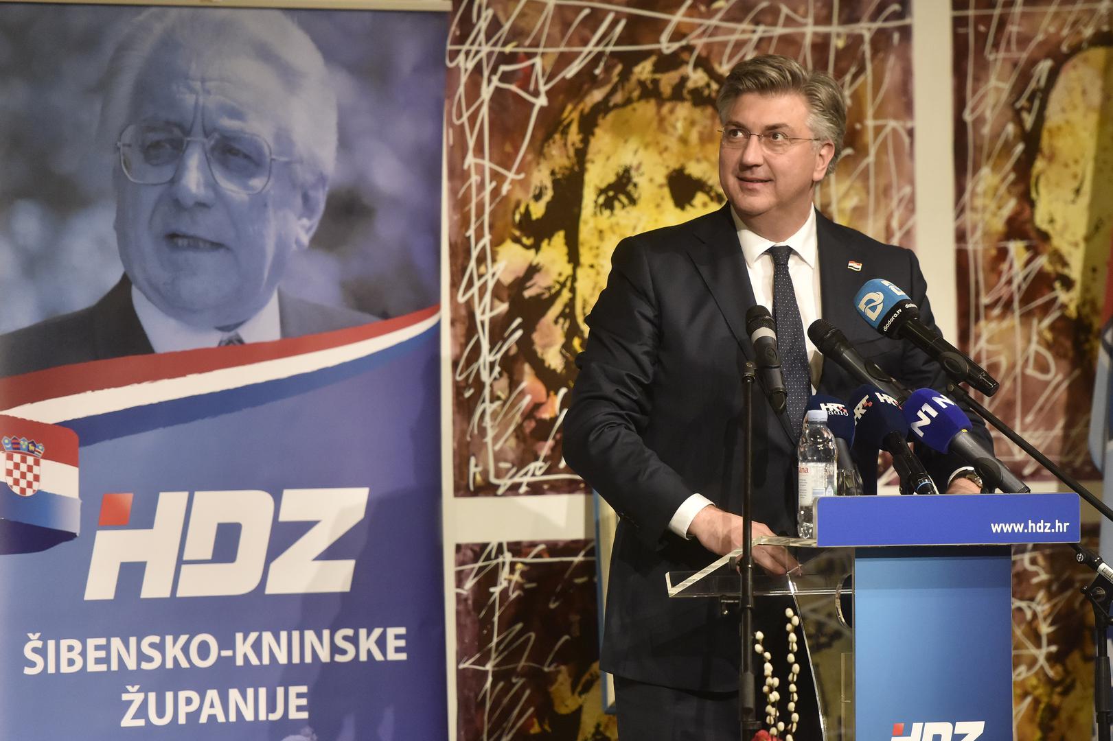 09.03.2024., Sibenik - Premijer i predsjednik stranke Andrej Plenkovic sudjelovao je na svecanom obiljezavanju 34.obljetnice HDZ-a Sibensko-kninske zupanije i grada Sibenika.  Photo: Hrvoje Jelavic/PIXSELL