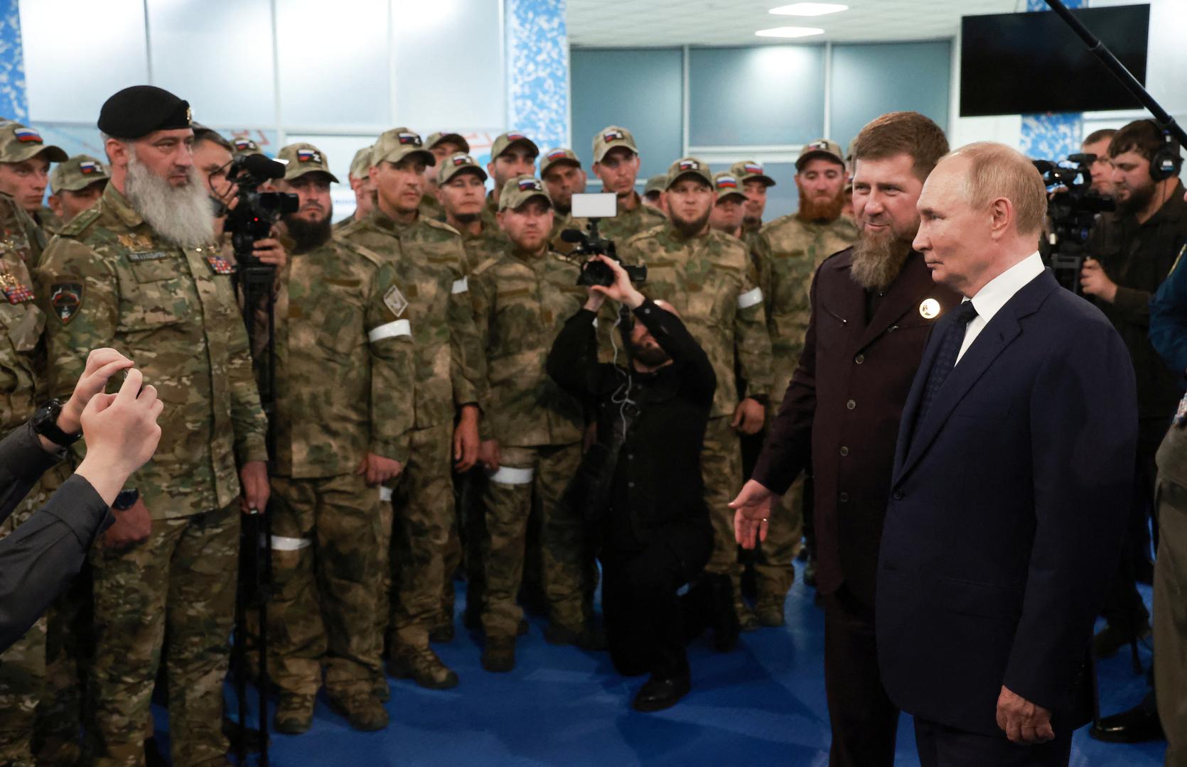 Russia's President Vladimir Putin and head of the Chechen Republic Ramzan Kadyrov visit the Russian Special Forces University in Gudermes, Russia August 20, 2024. Sputnik/Vyacheslav Prokofyev/Pool via REUTERS ATTENTION EDITORS - THIS IMAGE WAS PROVIDED BY A THIRD PARTY. Photo: VYACHESLAV PROKOFYEV/REUTERS