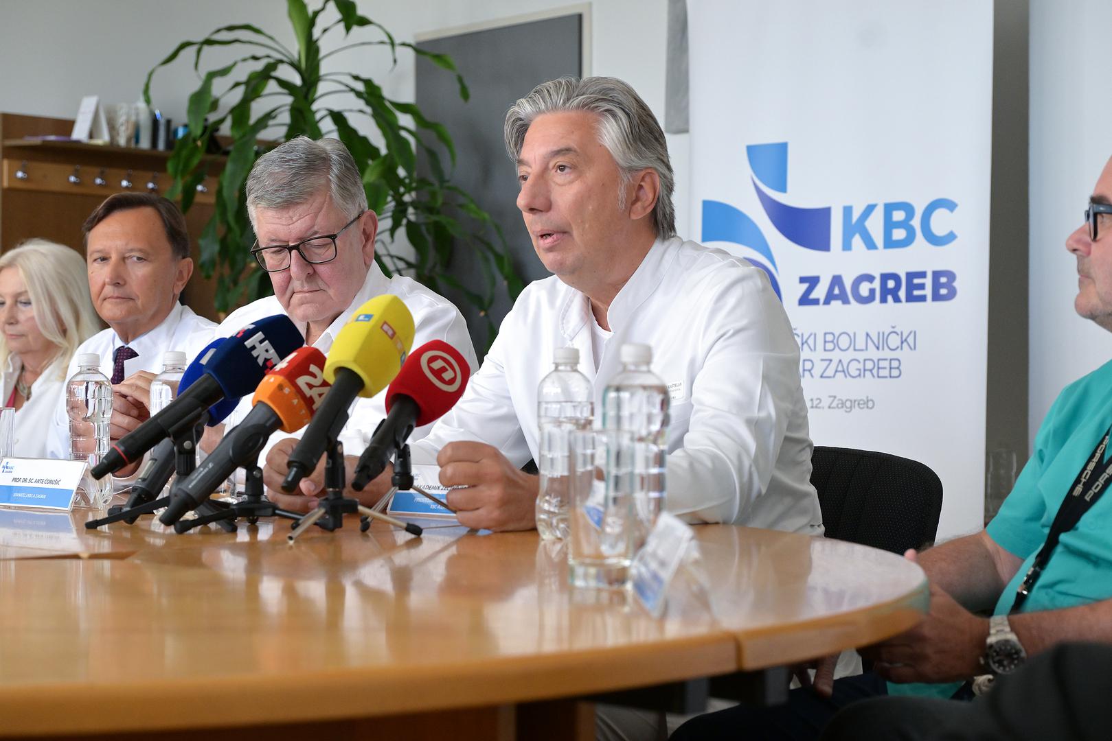 10.09.2024., Zagreb - U povodu provedenih multiorganskih transplantacija u KBC-u Zagreb, odrzala se konferencija za medije. ravnatelj KBC-a Ante Corusic, predstojnik Klinike za urologiju KBC-a Zagreb Zeljko Kastelan Photo: Sandra Simunovic/PIXSELL