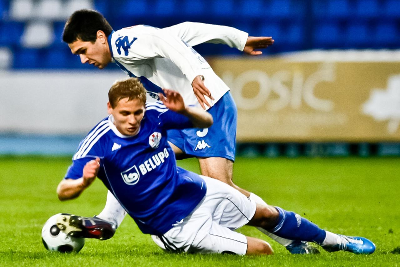 \'13.11.2010., stadion Gradski vrt - 1. HNL, 15. kolo, NK Osijek - NK Slaven Belupo. Mario Gregurina i Domagoj Pusic Photo: Krunoslav Petric/PIXSELL\'