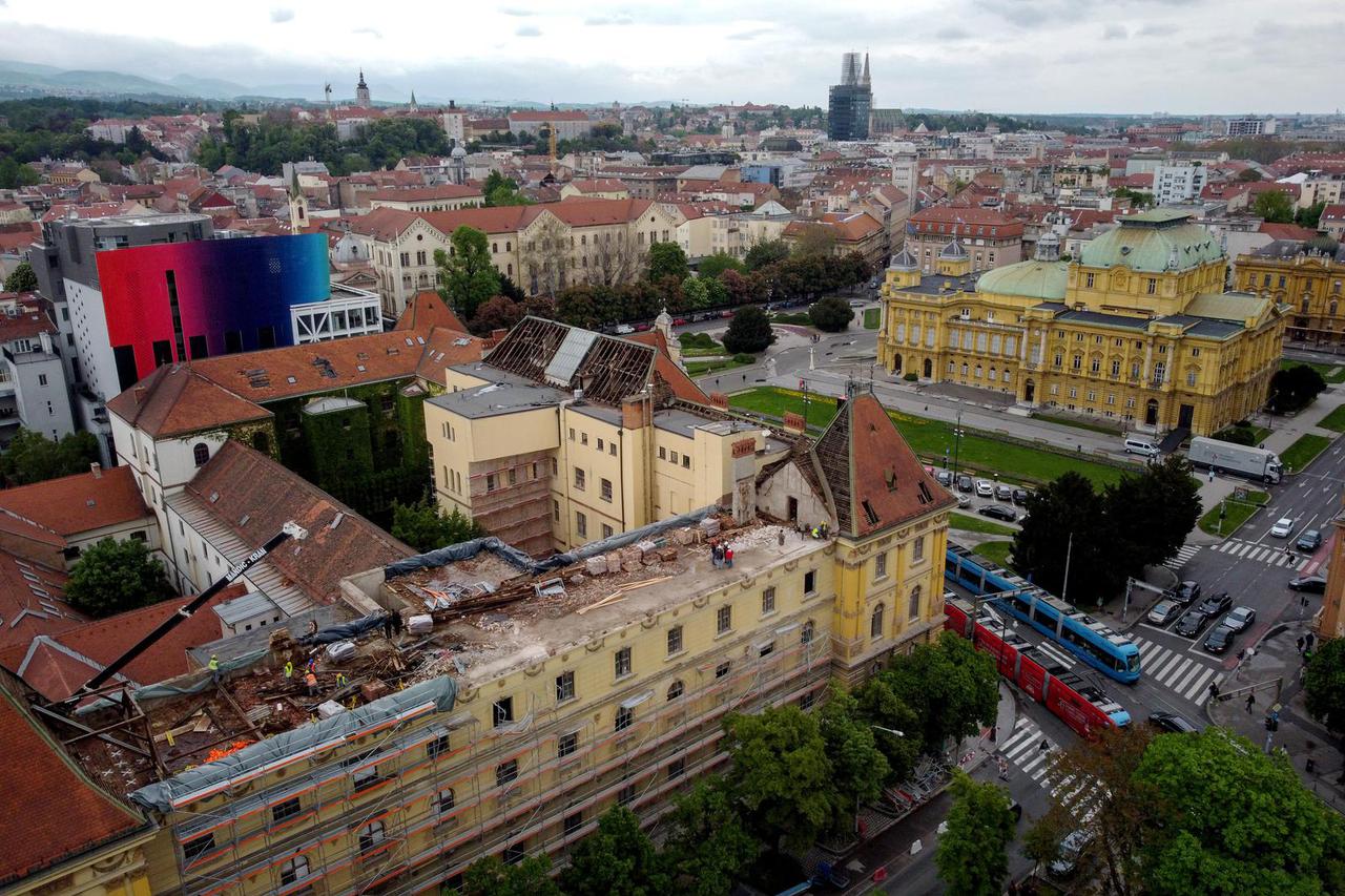 Zagreb: Pogled iz zraka na mjesto gdje se urušio dio zgrade u Klaićevoj ulici 