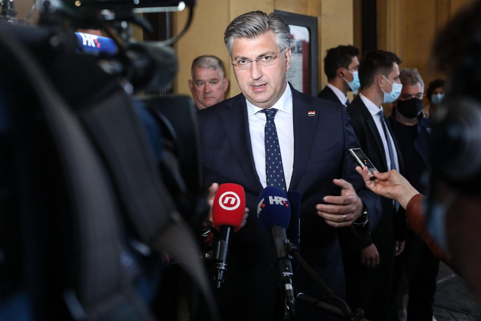 29.05.2021., Zagreb - U Hrvatskom narodnom kazalistu odrzan je svecani koncert povodom Dana drzavnosti. Predsjednik Vlade RH Andrej Plenkovic. Photo: Marin Tironi/PIXSELL