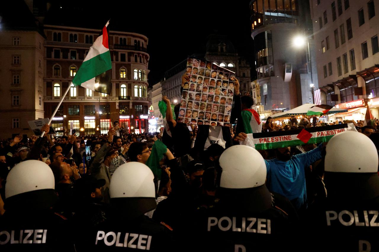 Protest in support of Palestinians following the conflict between Israel and Hamas, in Vienna