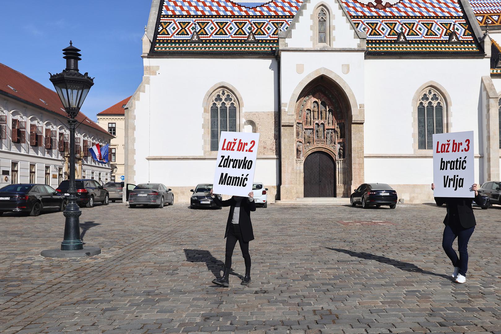 06.02.2024., Zagreb - Na konferenciji za medije stranke Mozemo odrzanoj na Trgu svetog Marka o temi "Turudiceve lazi su Plenkoviceve lazi" govorili su zastupnici stranke.
 Photo: Patrik Macek/PIXSELL