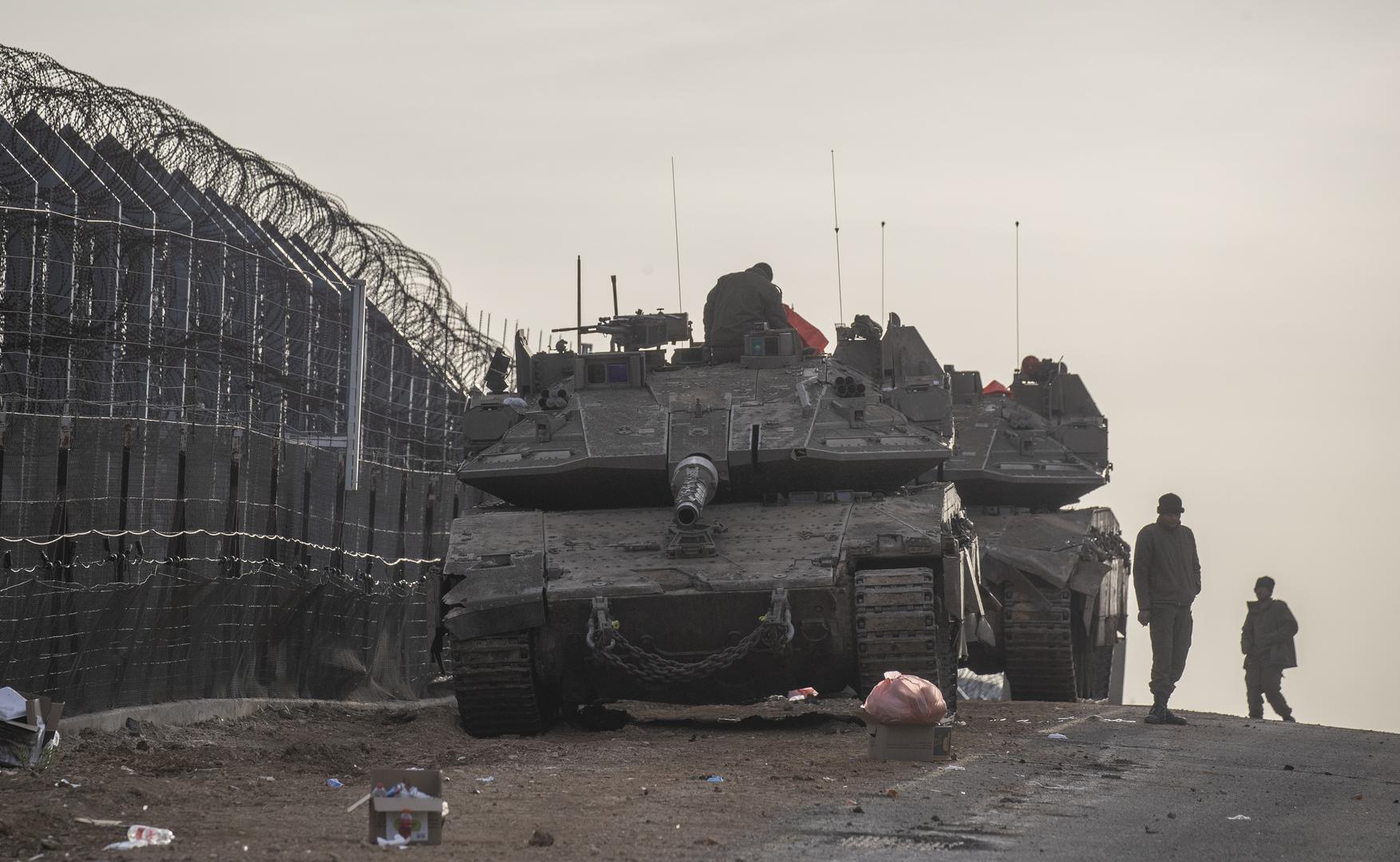 Israeli IDF soldiers on their tanks parked along the border fence with Syria in the northern Israeli-controlled Golan Heights on December 10, 2024. Israel is extending is presence on the ground inside Syria following the Syrian rebel takeover of most of the country in the past days. Photo by Jim Hollander/UPI Photo via Newscom Photo: JIM HOLLANDER/NEWSCOM