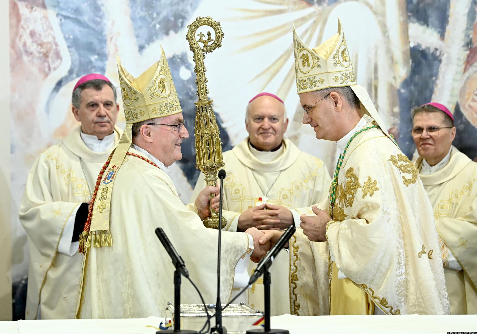 29.04.2023., Zagreb - Svecanim liturgijskim slavljem sluzbu novog zagrebackog nadbiskupa preuzeo je monsinjor Drazen Kutlesa postavsi tako 77. zagrebacki biskup, odnosno 9. nadbiskup metropolit zagrebacki. Photo: Marko Lukunic/PIXSELL