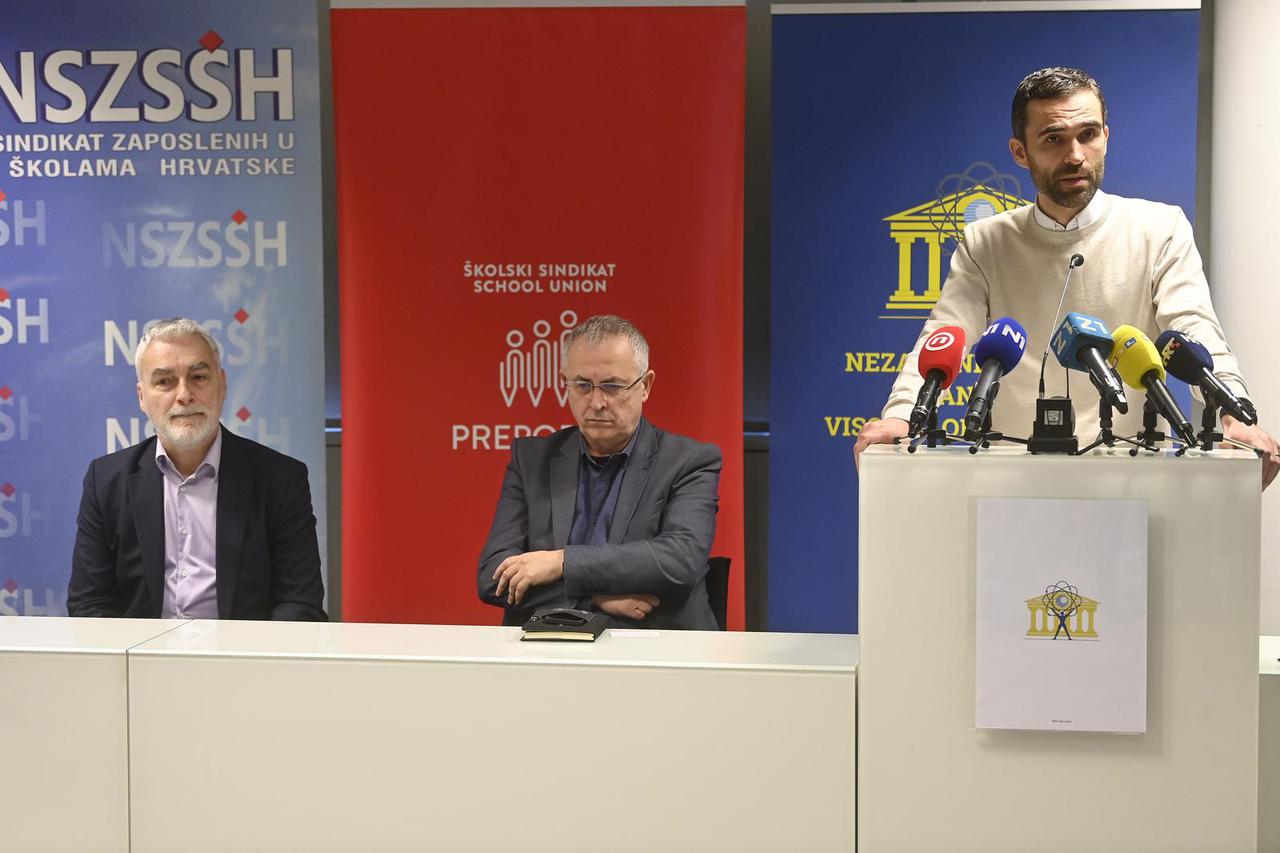 Zagreb: Konferencija za medije Nezavisnog sindikata zaposlenih u srednjim školama Hrvatske