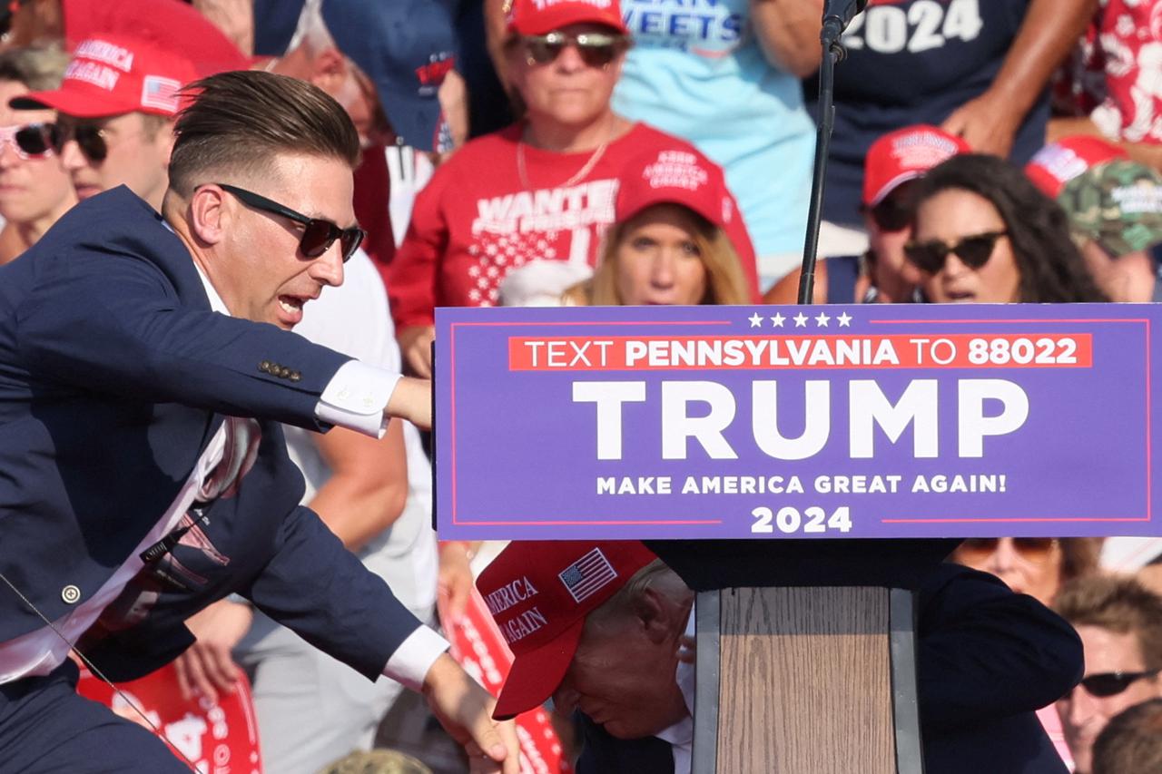 Republican presidential candidate Donald Trump holds a campaign rally in Butler