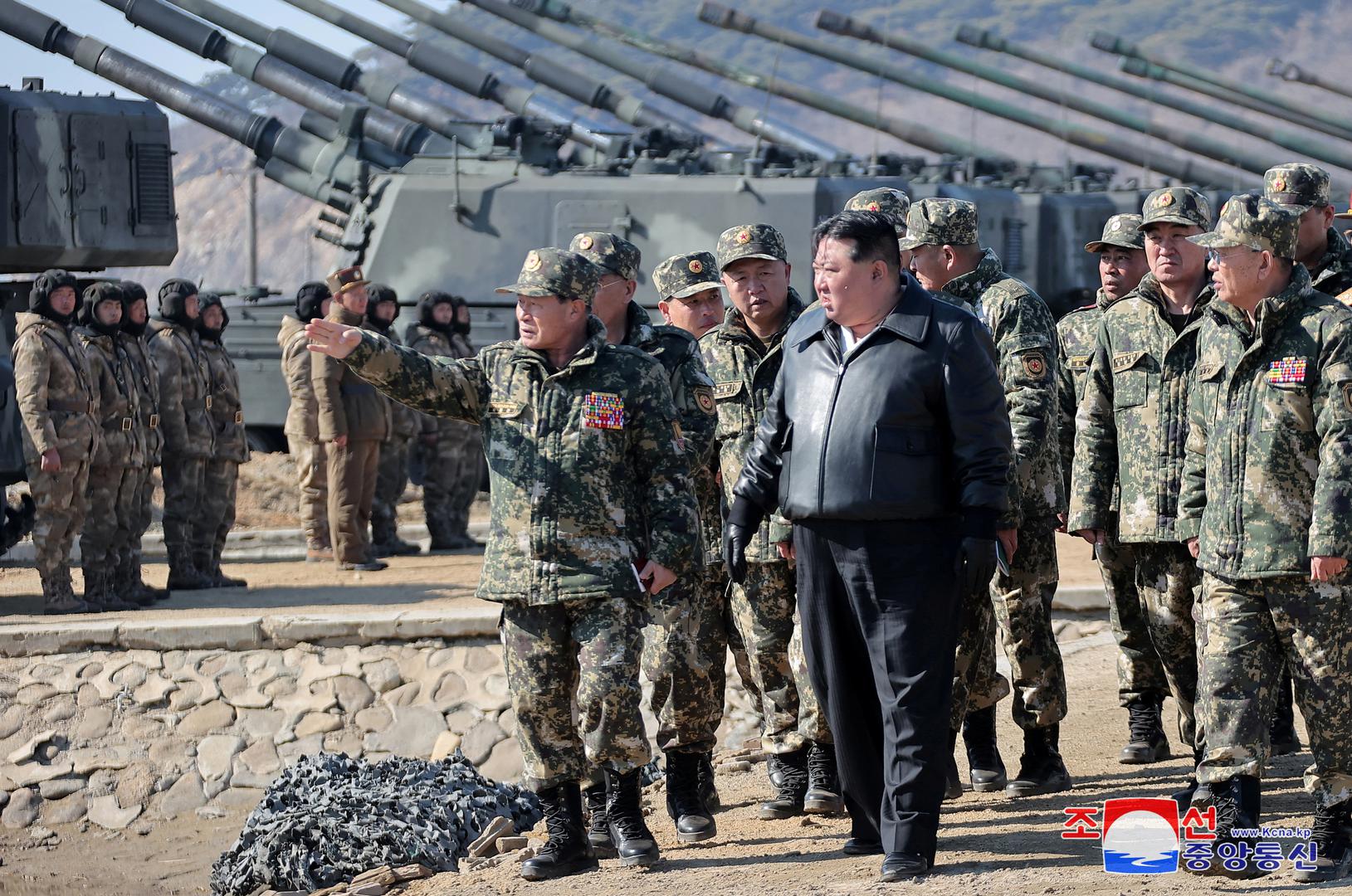 North Korean leader Kim Jong Un guides an artillery firing drill by the Korean People's Army, the country's military force, KCNA news agency reported, in North Korea, March 7, 2024 in this picture released on March 8, 2024, by the Korean Central News Agency.    KCNA via REUTERS    ATTENTION EDITORS - THIS IMAGE WAS PROVIDED BY A THIRD PARTY. REUTERS IS UNABLE TO INDEPENDENTLY VERIFY THIS IMAGE. NO THIRD PARTY SALES. SOUTH KOREA OUT. NO COMMERCIAL OR EDITORIAL SALES IN SOUTH KOREA. Photo: KCNA/REUTERS