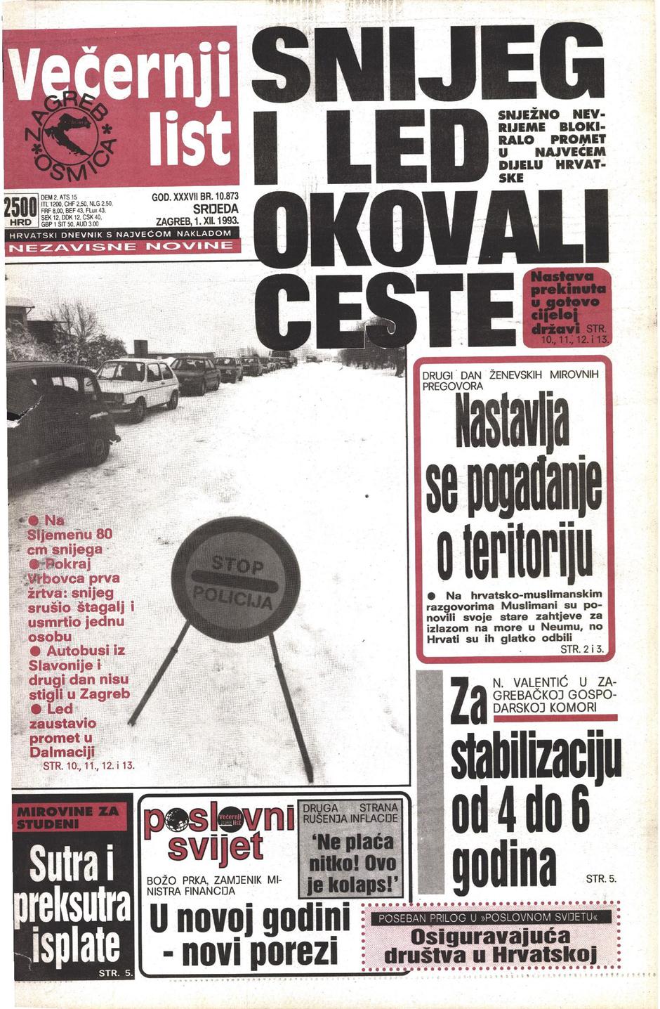 Kako je Hrvatska bila zatrpana snijegom 1993.