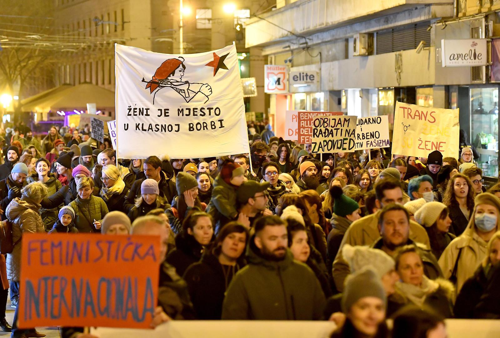 08.03.2022., Zagreb - Na Trgu zrtava fasizma odrzan prosvjedni mars pod parolom Danas mars, sutra strajk. Photo: Marko Lukunic/PIXSELL