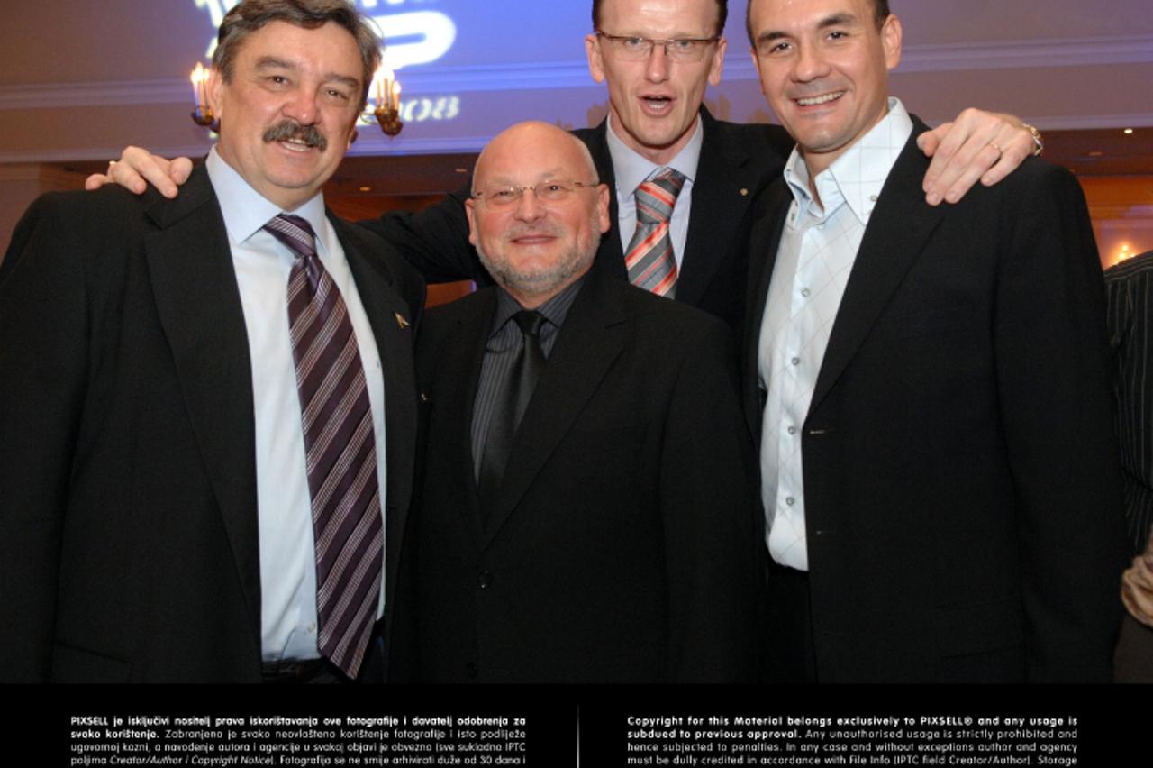 '15.11.2008.,Zagreb - Hotel Sheraton,Svecana vecera u povodu obljetnice 100 godina vaterpola.Ratko Rudic,Zlatko Matesa,Tomislav Paskvalin,Perica Bukic Photo:Marko Prpic/Vecernji list'