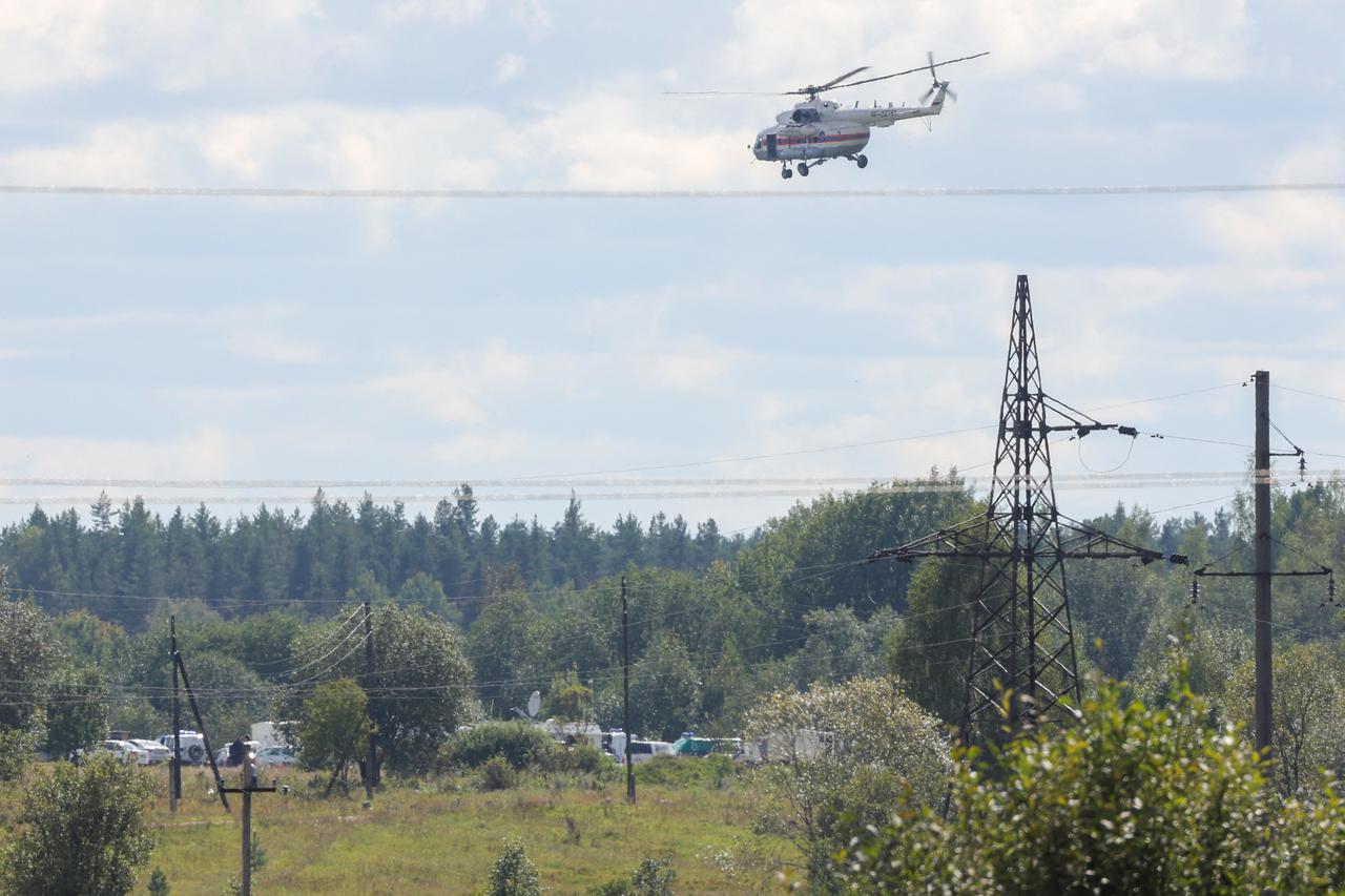 Aftermath of crash site of plane linked to Wagner's Prigozhin who was on passenger list