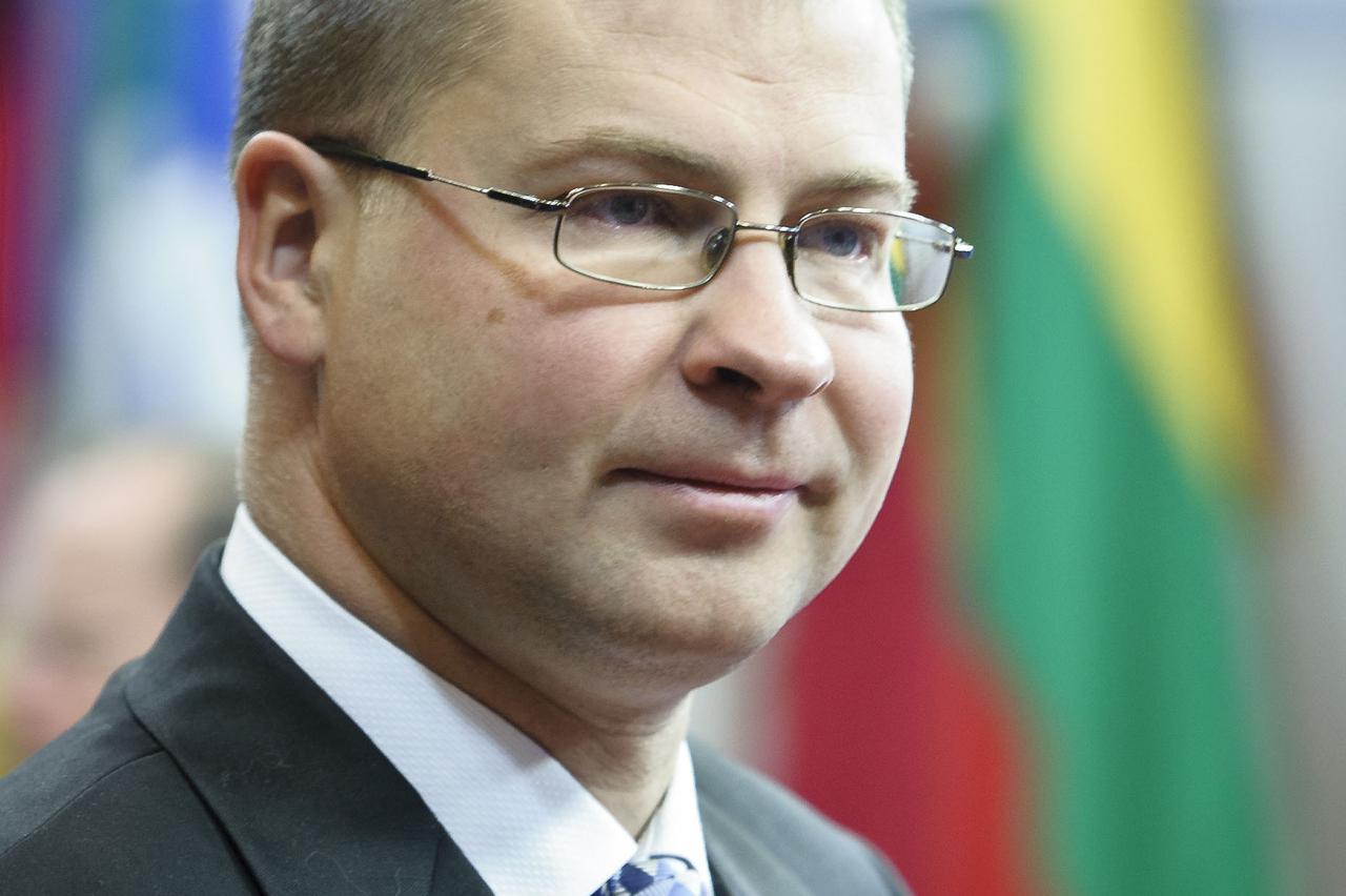 Latvian Prime Minister Valdis Dombrovskis arrives  prior to an European Council at the Justus Lipsius building, EU headquarters  in  Brussels, Belgium on 2011-10-23  Europe aimed to nail down a solution to the worst economic crisis in its history, as the 