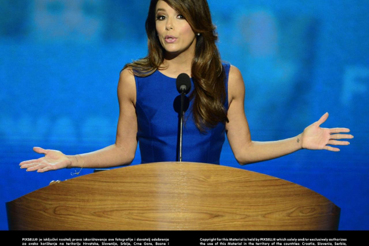 'Eva Longoria makes remarks at the 2012 Democratic National Convention in Charlotte, North Carolina on Thursday, September 6, 2012. .Credit: Ron Sachs / CNP.(RESTRICTION: NO New York or New Jersey New