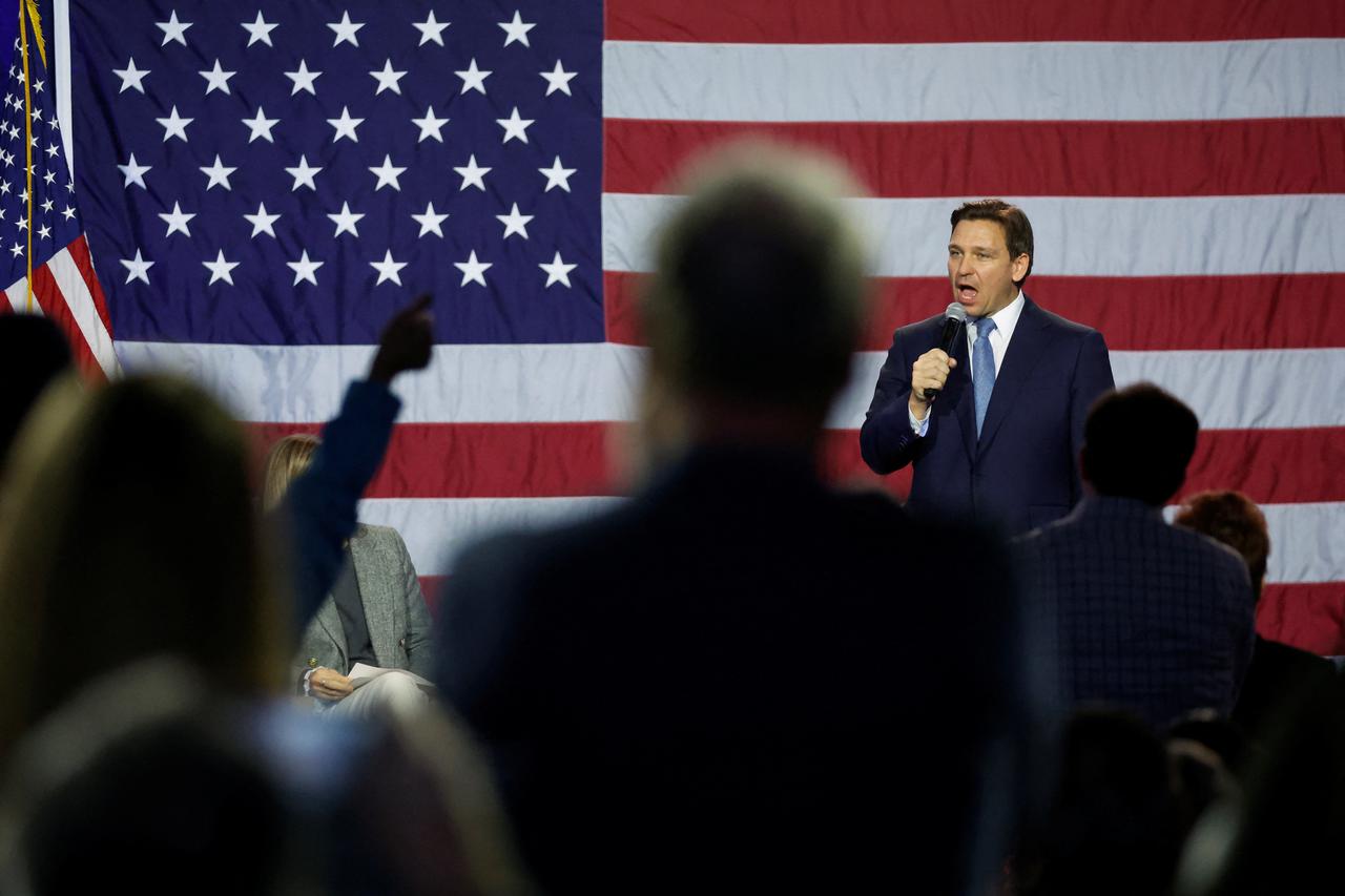 Florida Governor DeSantis makes his first trip to Iowa at a book tour stop at the Iowa State Fairgrounds in Des Moines, Iowa