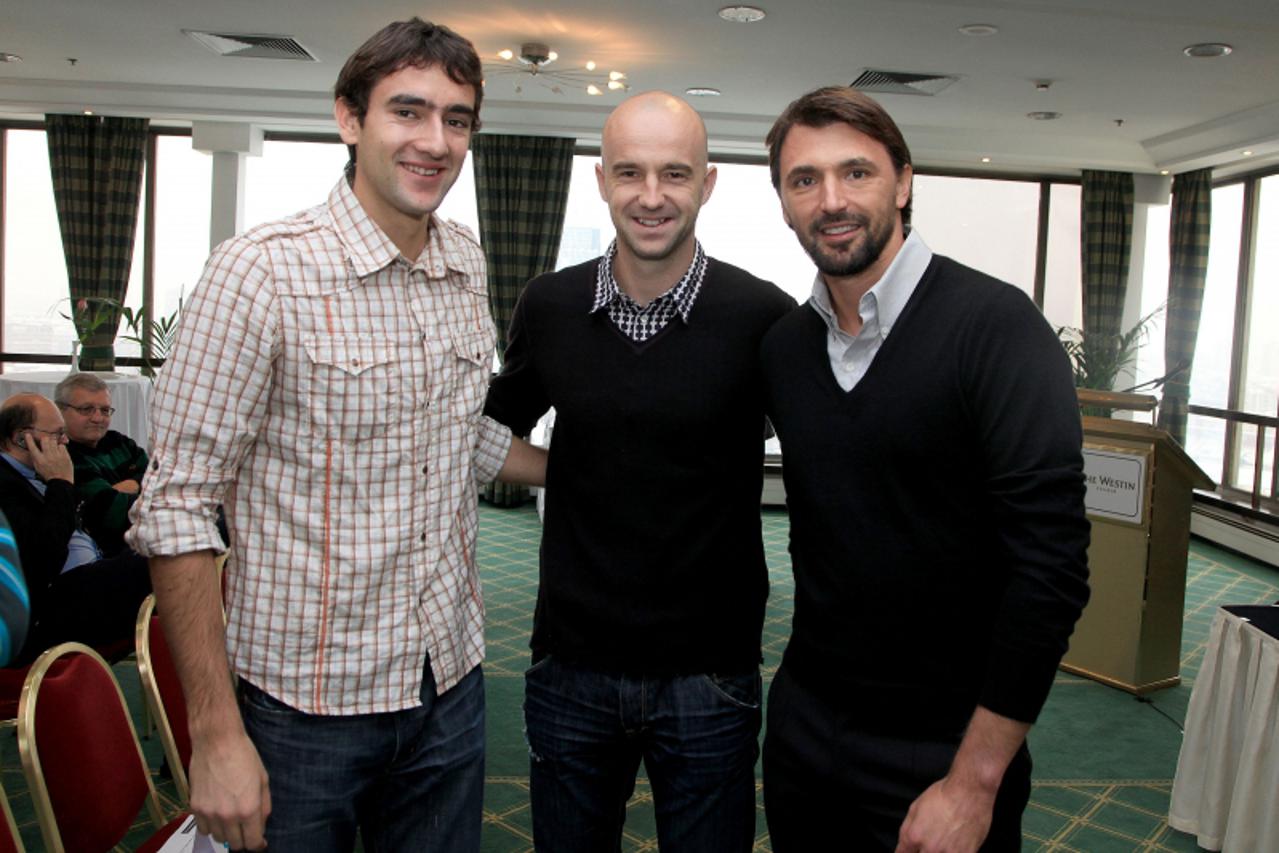 '10.12.2010. Westin, Zagreb -  Konferancija za tisak teniskog turnira PBZ zagreb Indoor. Marin Cilic i Goran Ivanisevic, Ivan Lubicic Photo: Patrik Macek/PIXSELL'