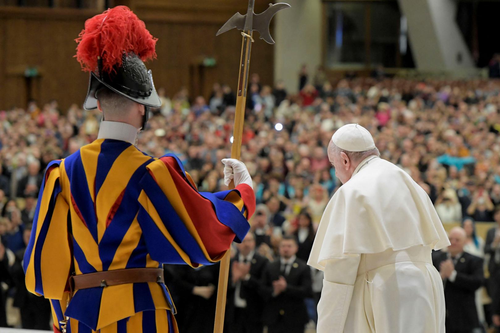 Pope Francis attends the weekly general audience at the Vatican, February 22, 2023. Vatican Media/­Handout via REUTERS    ATTENTION EDITORS - THIS IMAGE WAS PROVIDED BY A THIRD PARTY. Photo: VATICAN MEDIA/REUTERS