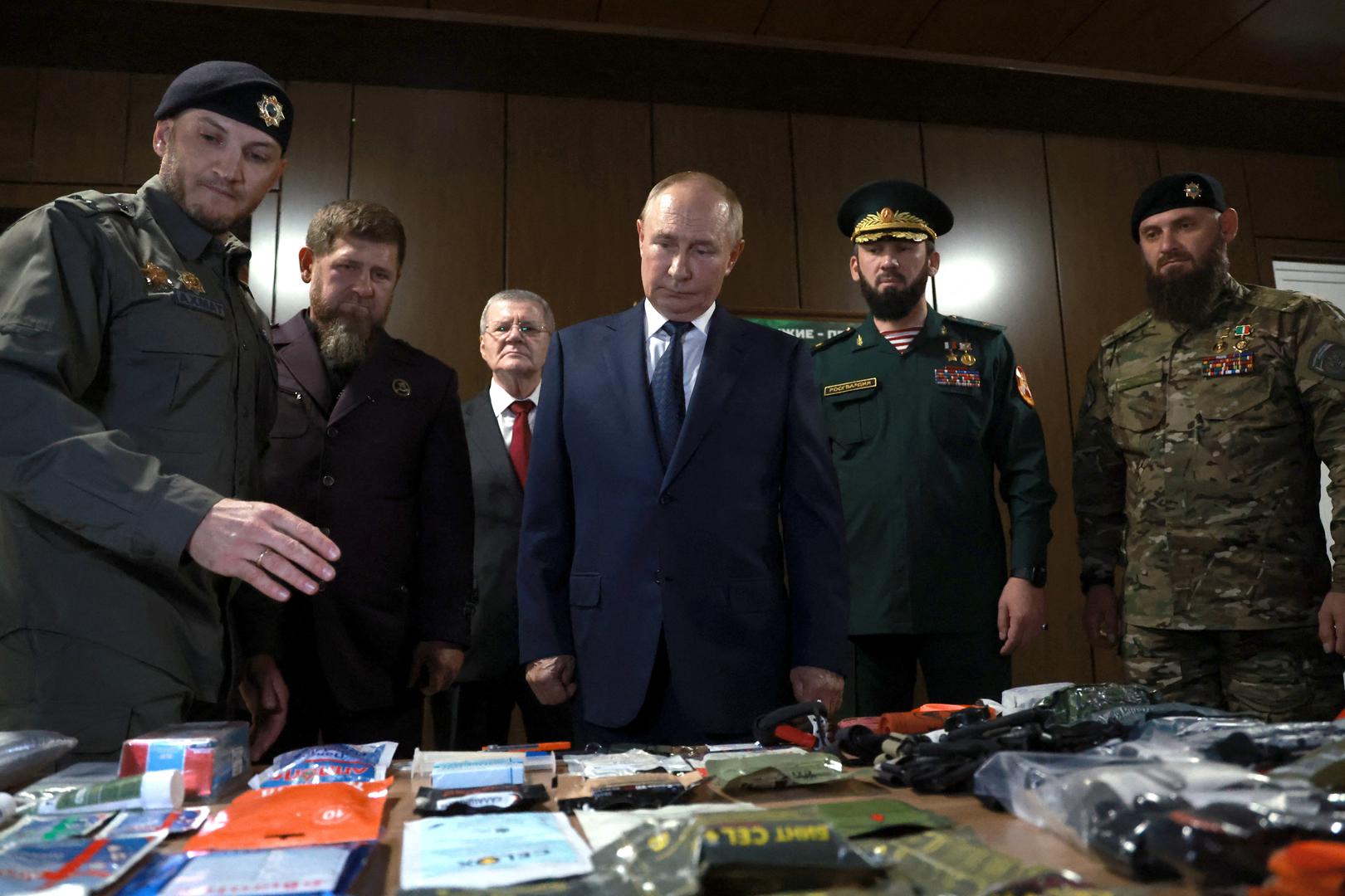 Russia's President Vladimir Putin and head of the Chechen Republic Ramzan Kadyrov visit the Russian Special Forces University in Gudermes, Russia August 20, 2024. Sputnik/Vyacheslav Prokofyev/Pool via REUTERS ATTENTION EDITORS - THIS IMAGE WAS PROVIDED BY A THIRD PARTY. Photo: VYACHESLAV PROKOFYEV/REUTERS