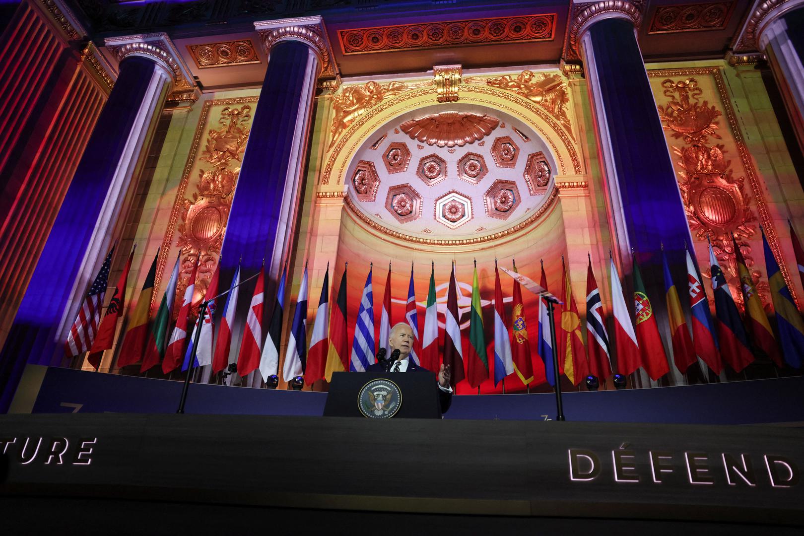 U.S. President Joe Biden delivers remarks at a NATO event to commemorate the 75th anniversary of the alliance, in Washington, U.S., July 9, 2024. REUTERS/Leah Millis Photo: LEAH MILLIS/REUTERS