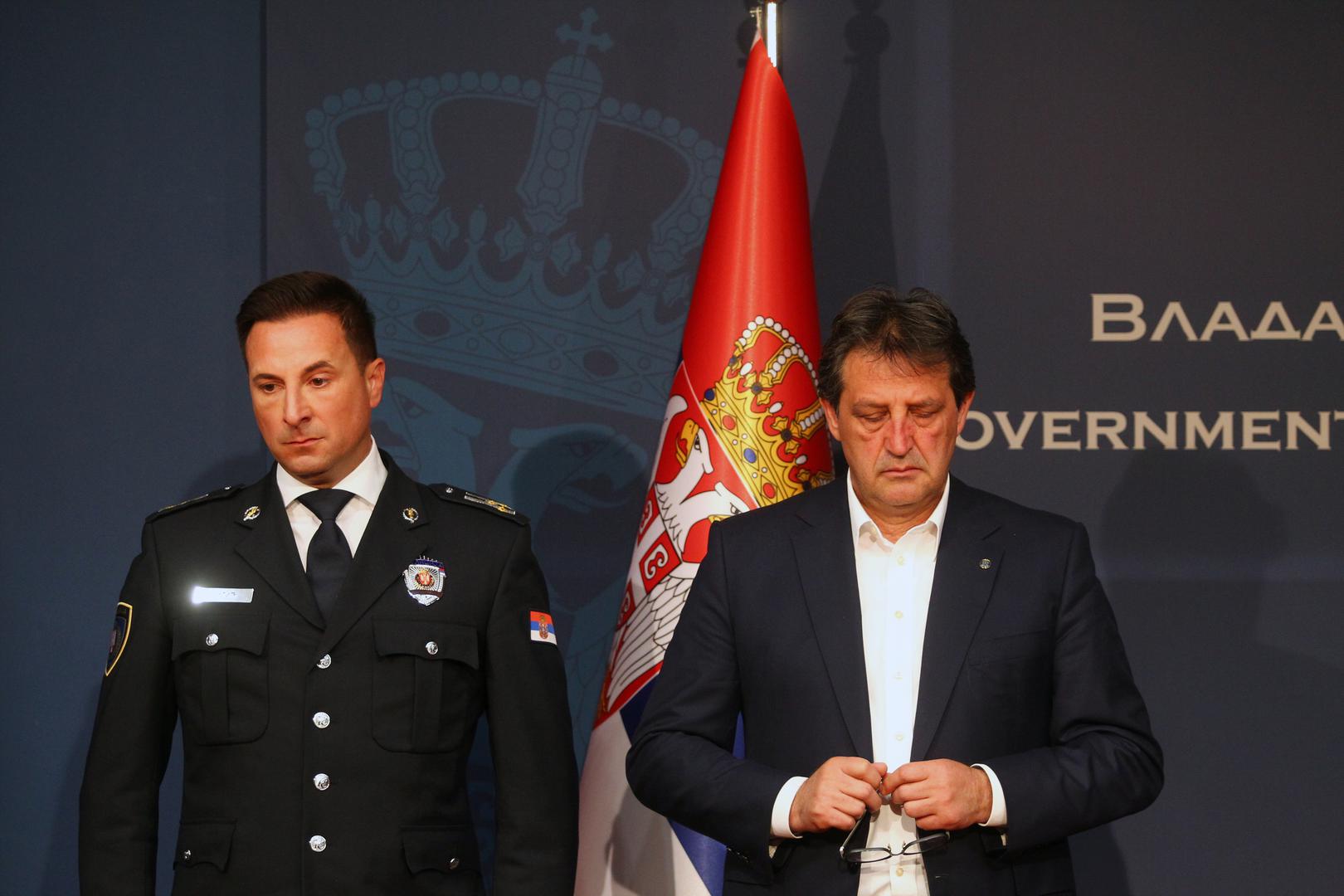 03, May, 2023, Belgrade - An extraordinary press conference on the occasion of the tragedy that happened at the "Vladislav Ribnikar" Elementary School in Belgrade was held at the Government of Serbia. Veselin Milic, Bratislav Gasic. Photo: Milos Tesic/ATAImages

03, maj, 2023, Beograd  - Vanredna konferencija za novinare, povodom tragedije koja se desila u Osnovnoj skoli "Vladislav Ribnikar” u Beogradu, odrzana je u Vladi Srbije. Photo: Milos Tesic/ATAImages Photo: Milos Tesic/PIXSELL