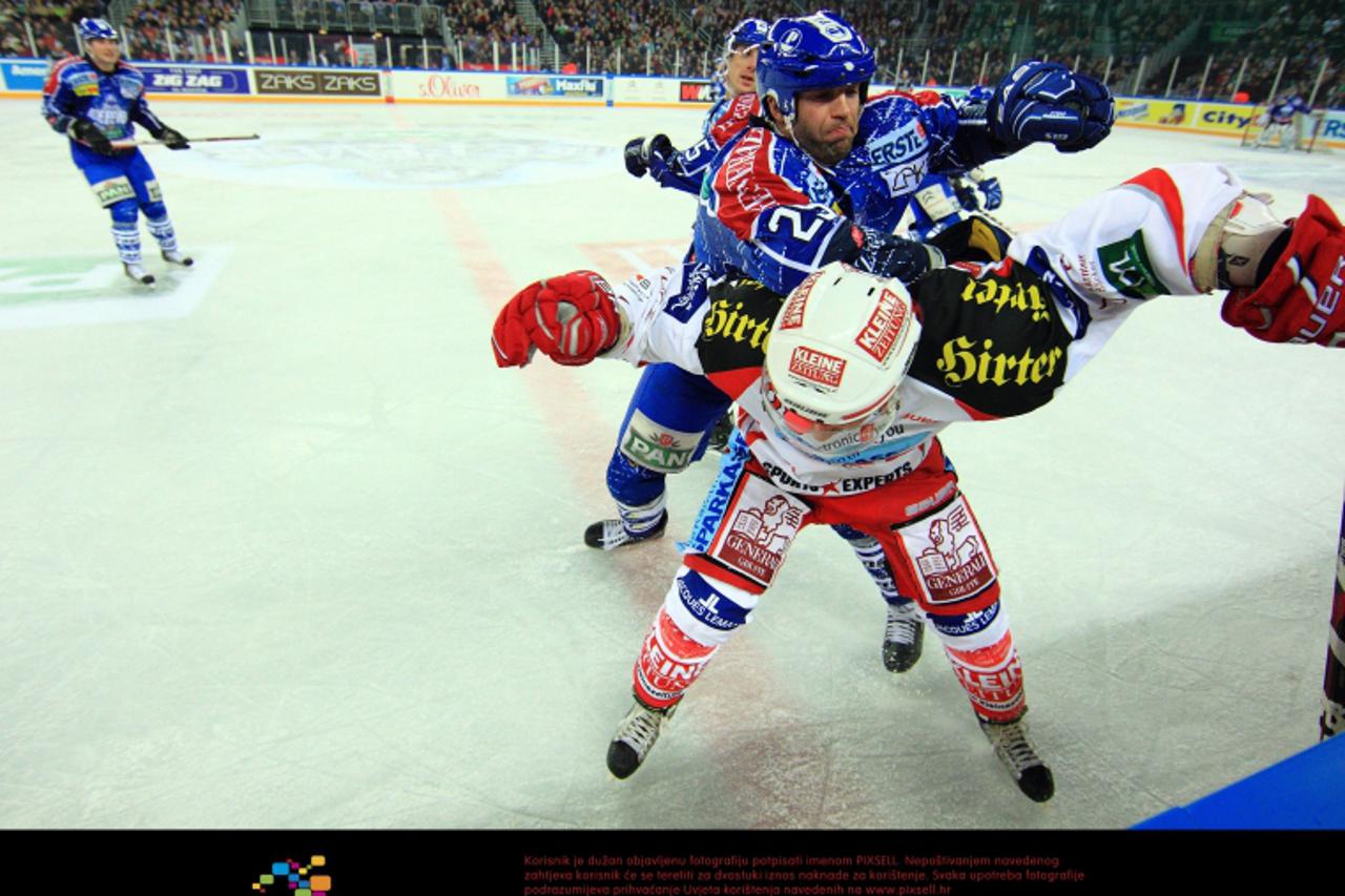 \'13.01.2012., Arena Zagreb, Zagreb - Arena Ice Fever, EBEL Liga, hokejaska utakmica KHL Medvescak Zagreb - KAC. Joel Prpic  Photo: Marko Lukunic/PIXSELL\'