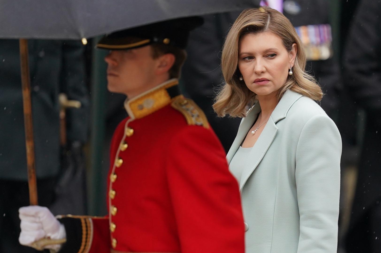 First Lady of Ukraine Olena Zelenska arriving ahead of the coronation ceremony of King Charles III and Queen Camilla at Westminster Abbey, central London. Picture date: Saturday May 6, 2023. Photo: Jacob King/PRESS ASSOCIATION