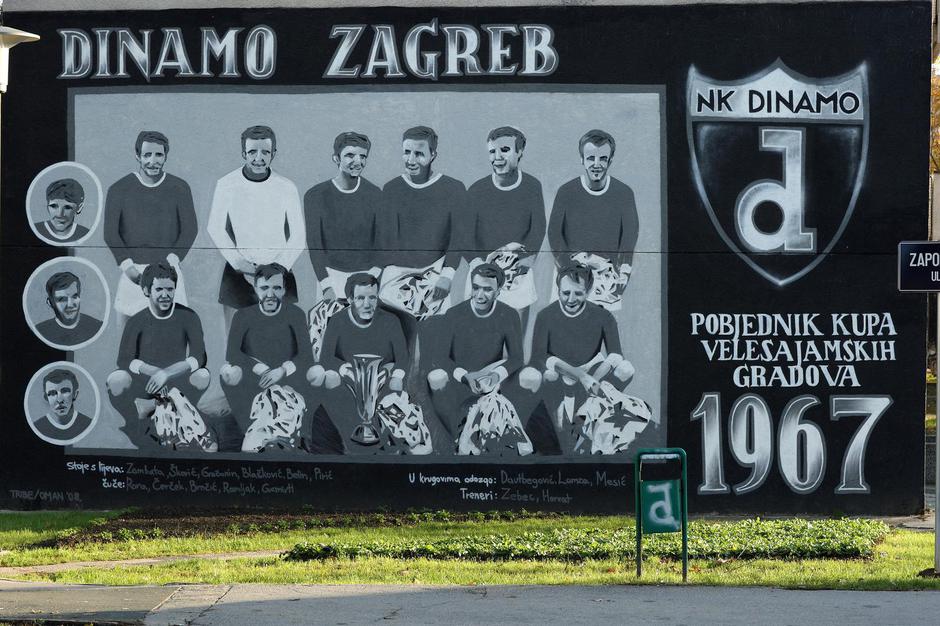 Zagreb: Grafit Dinamove postave iz 1967. godine na zgradi na Peš?enici