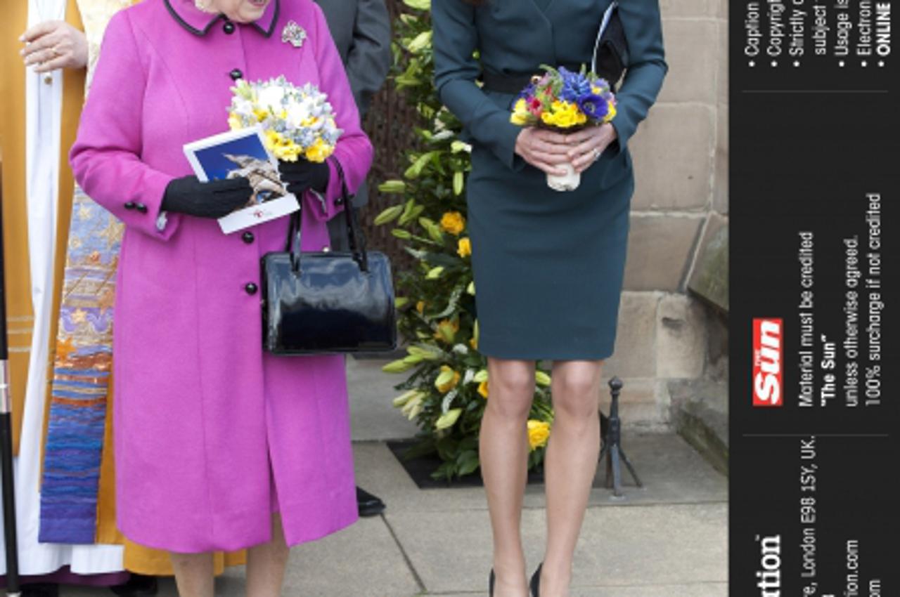 'The Queen, accompanied by The Duke of Edinburgh and The Duchess of Cambridge, visiting Leicester Cathedral. Credit: The Sun Online rights must be cleared by N.I.Syndication Photo: NI Syndication/PIXS