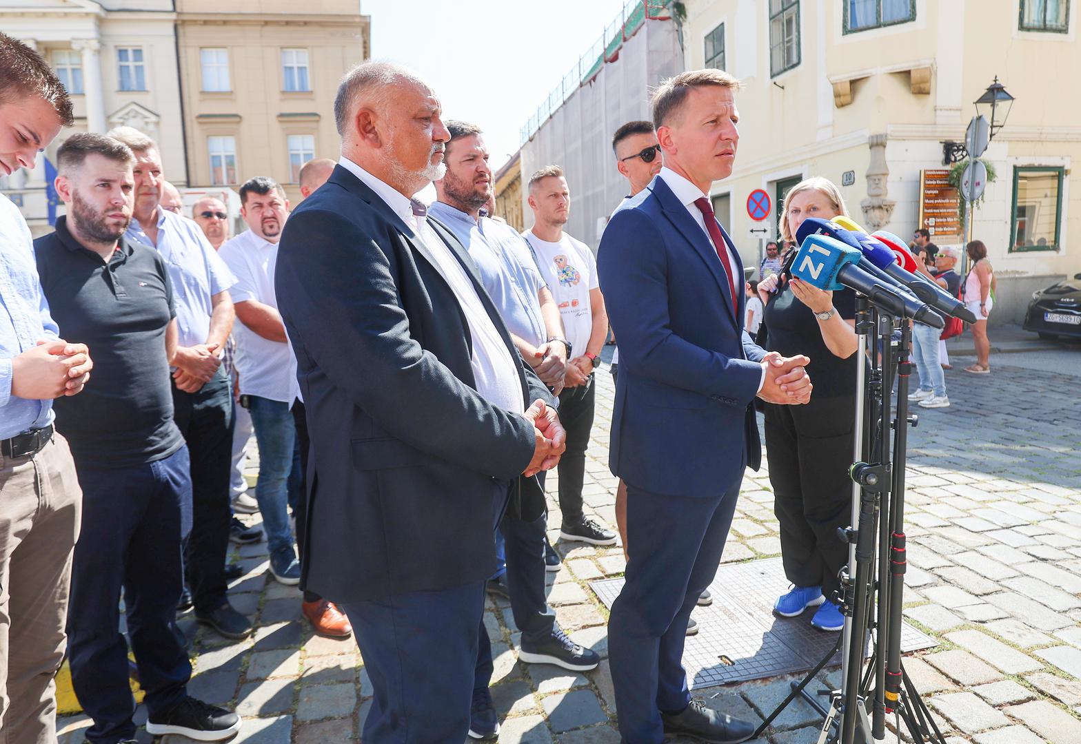 24.08.2024., Zagreb - Trg sv. Marka. Saborski zastupnik Dario Zurovec odrzao je konferenciju za novinare na kojoj je sluzbeno objavio da odlazi iz stranke Fokus. Photo: Sanjin Strukic/PIXSELL