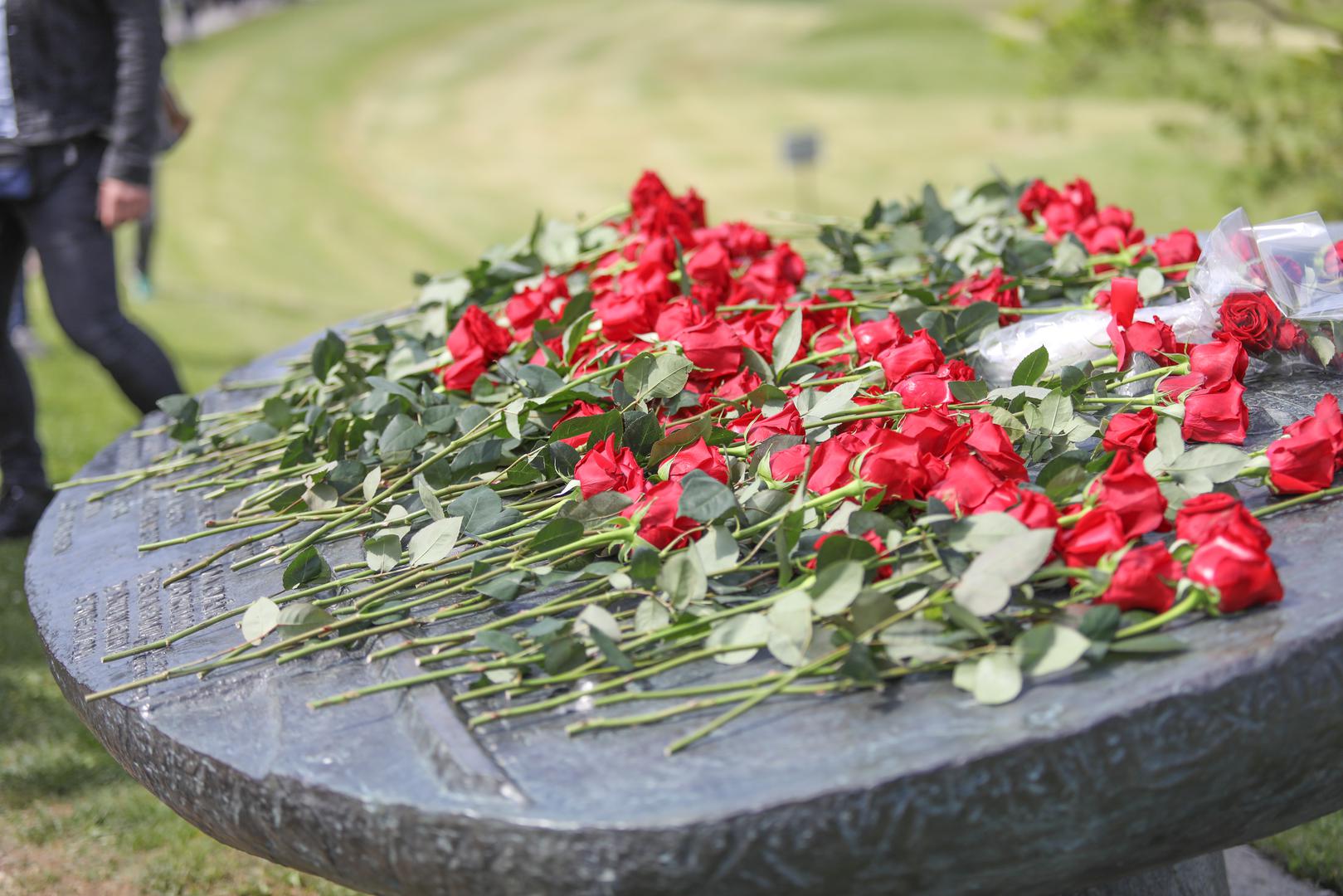 21.04.2024., Jasenovac - Povodom dana sjecanja na zrtve ustaskog logora u Jasenovcu odrzana je komemoracija te kolona sjecanja. Photo: Luka Batelic/PIXSELL