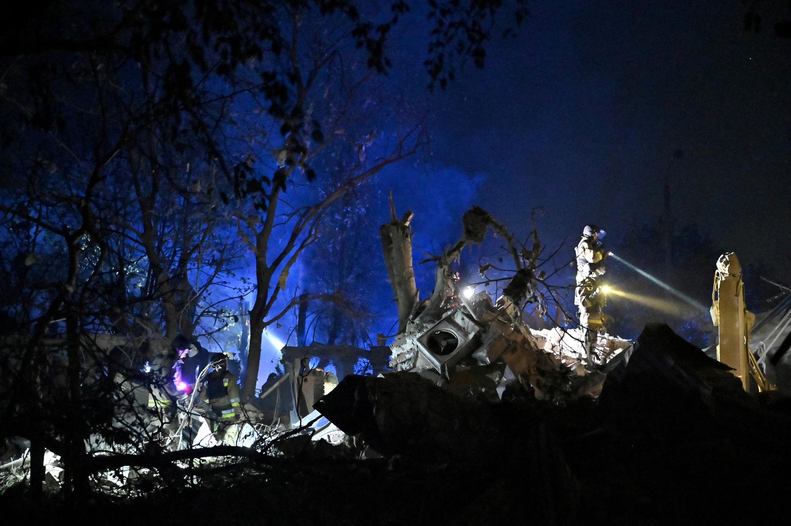 Ukrainian emergency services conduct a search and rescue operation among the rubble of a destroyed hotel following a Russian strike in the town of Kramatorsk on August 24, 2024, amid the Russian invasion of Ukraine. A nighttime Russian strike on a hotel in the eastern Ukrainian city of Kramatorsk wounded two journalists, while a third was missing in the rubble, authorities said Sunday. Vadym Filashkin, head of the Donetsk regional government, said the journalists were British, US and Ukrainian nationals and that a search operation was underway for the missing journalist.   GENYA SAVILOV/Pool via REUTERS     TPX IMAGES OF THE DAY Photo: GENYA SAVILOV/REUTERS