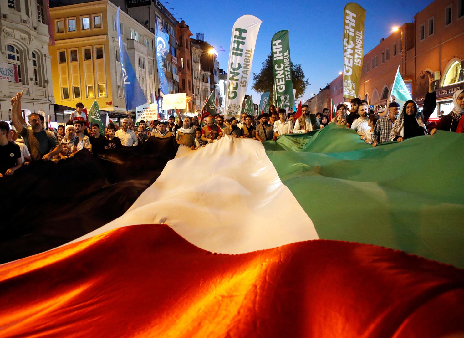 Pro-Palestinian demonstrators take part in a rally to protest the assassination of Hamas leader Ismail Haniyeh in Iran, in Istanbul, Turkey July 31, 2024. REUTERS/Dilara Senkaya Photo: DILARA SENKAYA/REUTERS