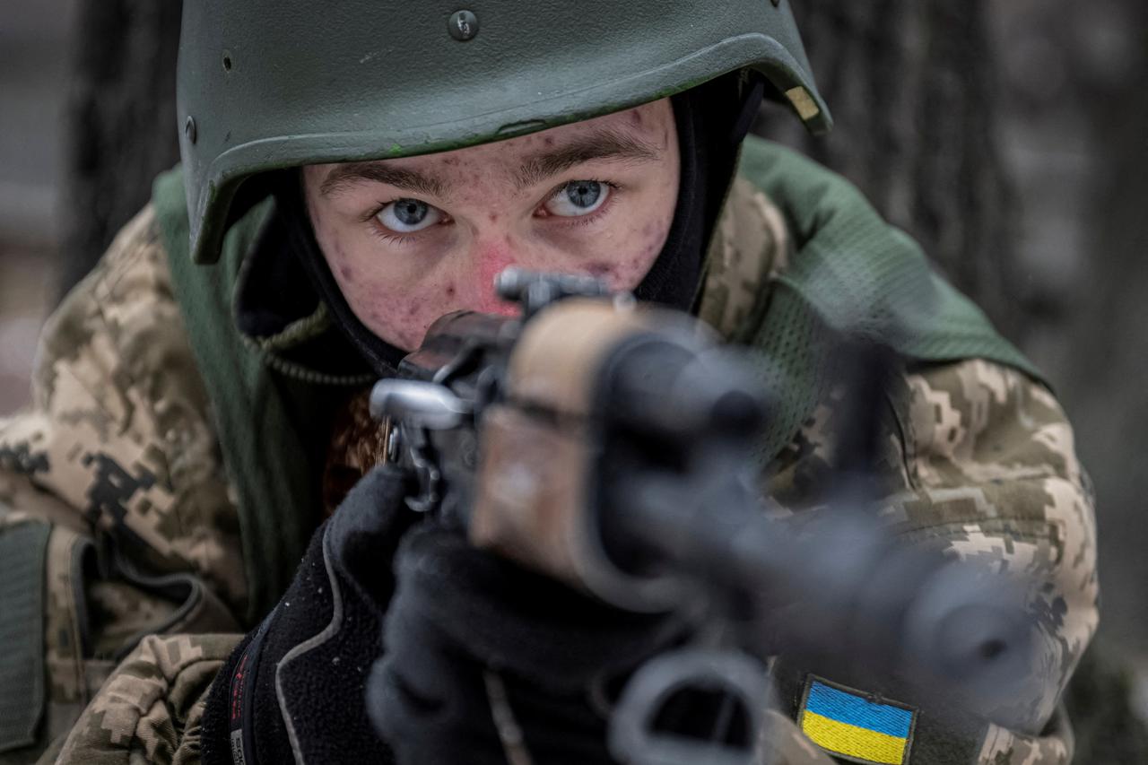 FILE PHOTO: Volunteers who aspire to join the 3rd Separate Assault Brigade of the Ukrainian Armed Forces attend basic training in the Kyiv region